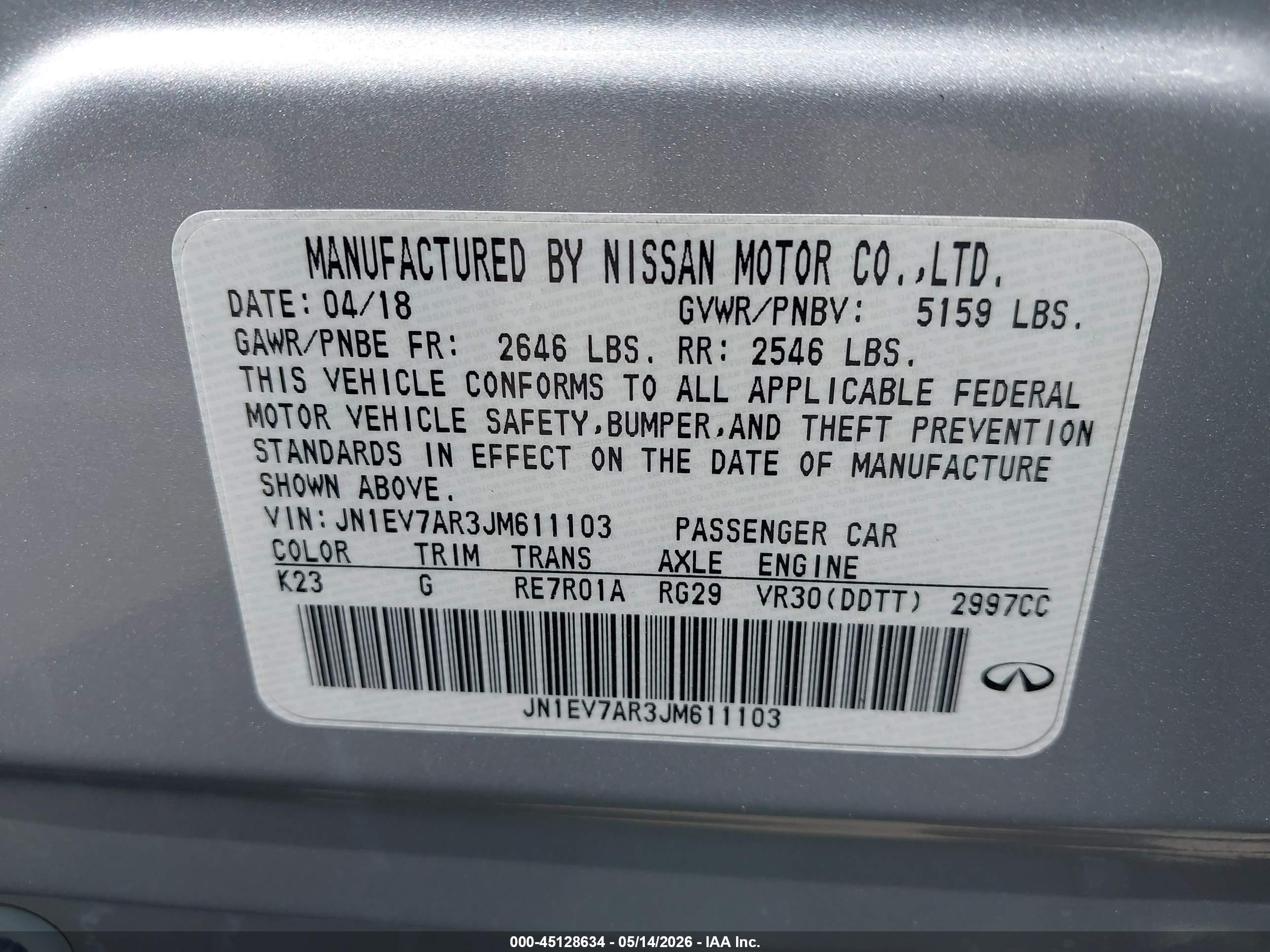 2018 Infiniti Q50 3.0t Luxe Silver vin: JN1EV7AR3JM611103
