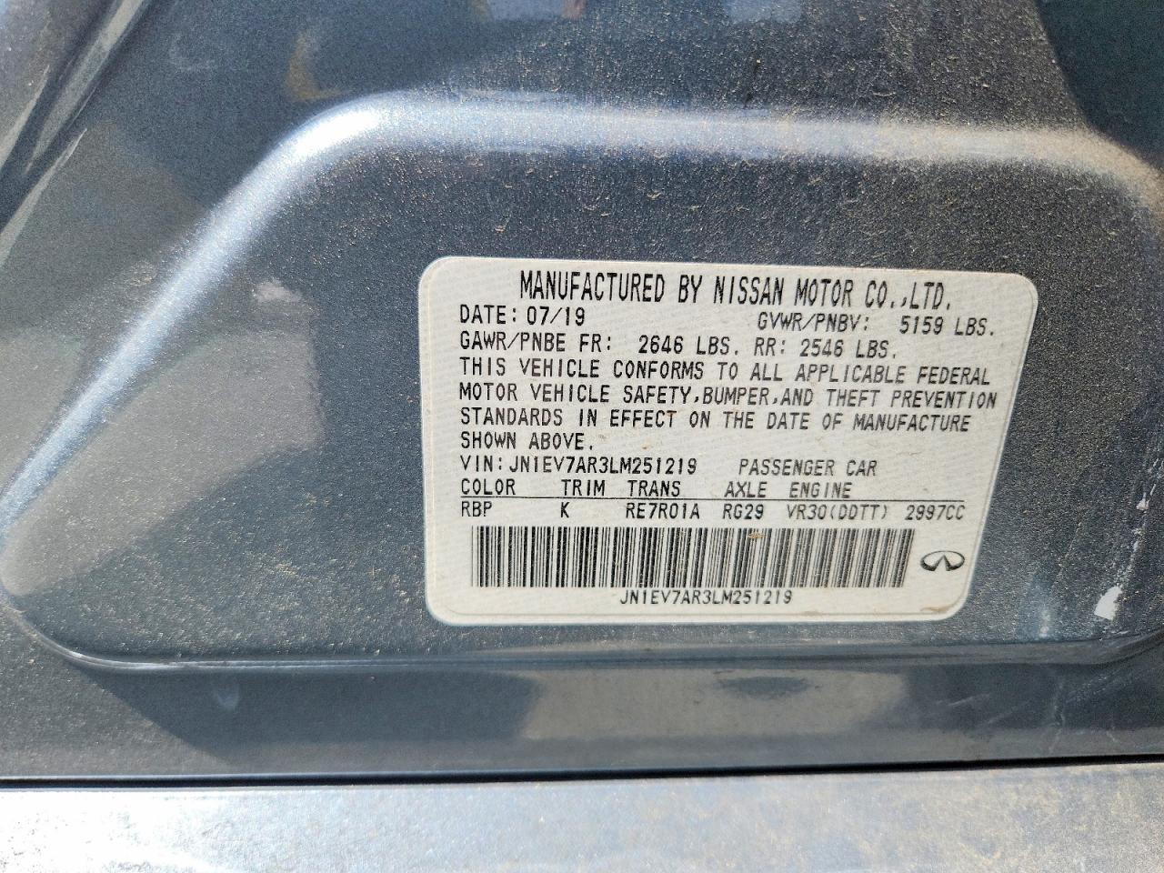 2020 Infiniti Q50 3.0t Luxe Серебряный vin: JN1EV7AR3LM251219