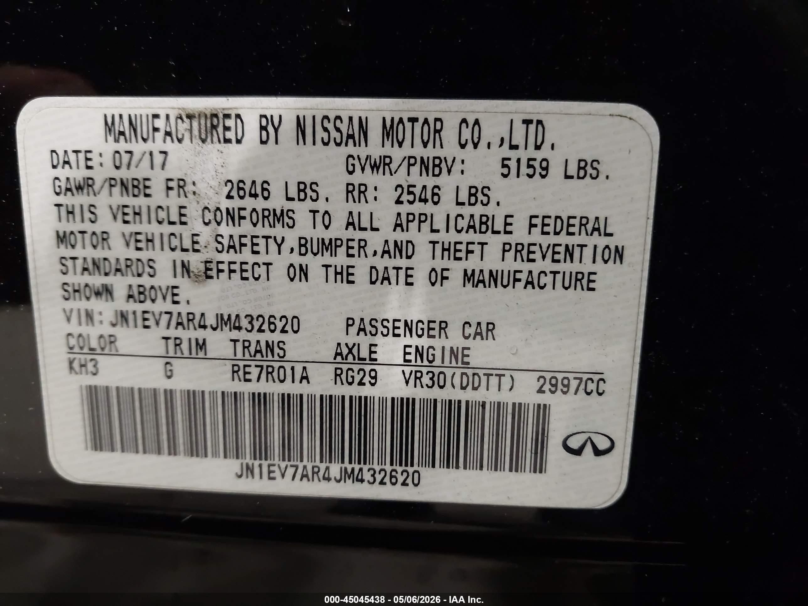 2018 Infiniti Q50 3.0t Luxe Black vin: JN1EV7AR4JM432620