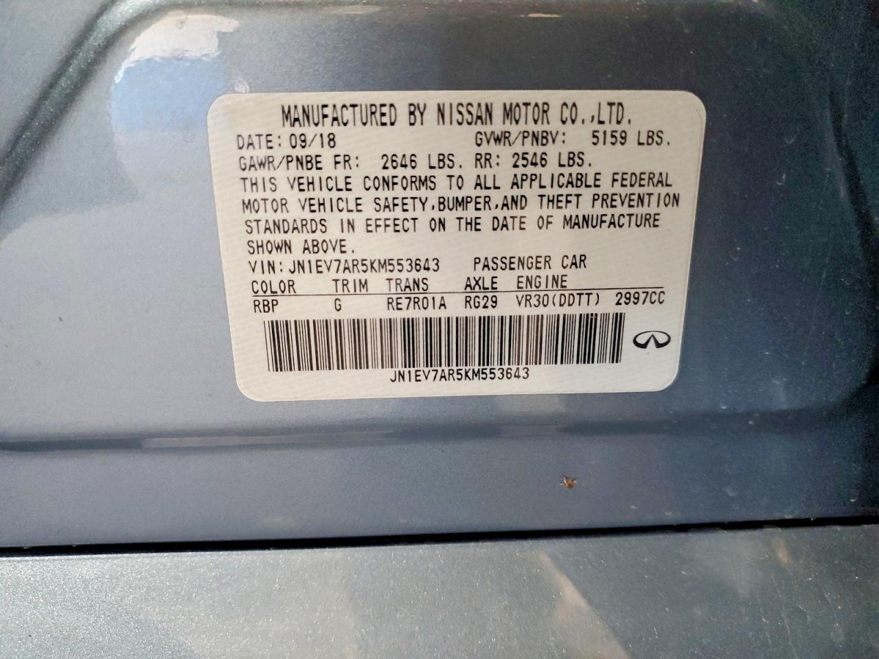 2019 Infiniti Q50 3.0t Luxe Silver vin: JN1EV7AR5KM553643