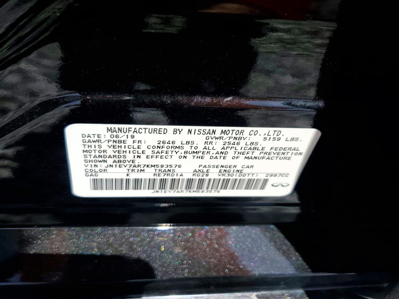 2019 Infiniti Q50 3.0t Luxe Black vin: JN1EV7AR7KM593576