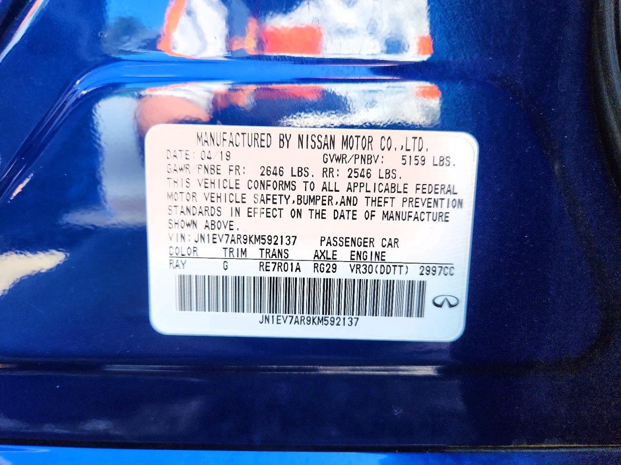 2019 Infiniti Q50 3.0t Signature Edition Blue vin: JN1EV7AR9KM592137
