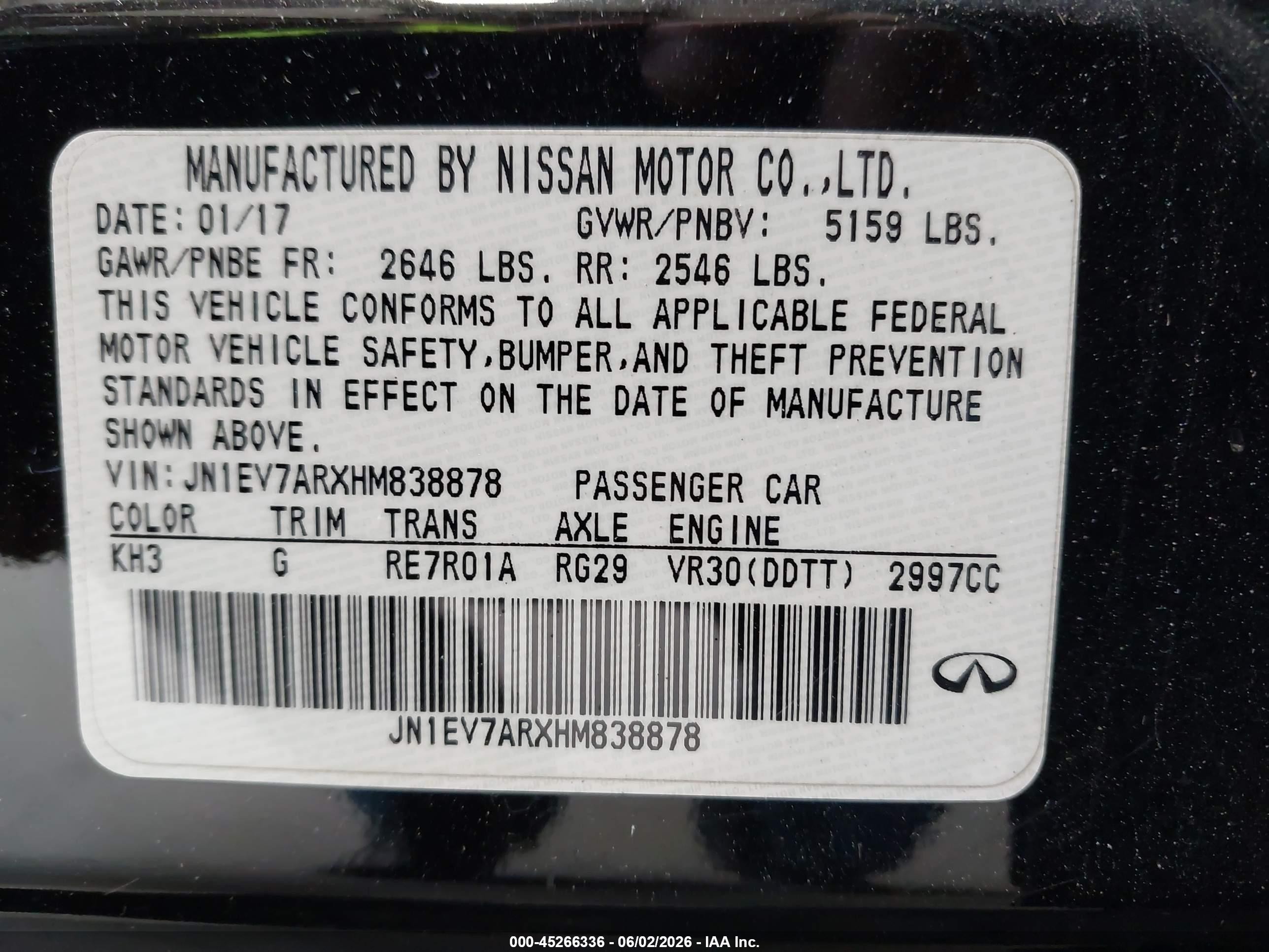 2017 Infiniti Q50 3.0t Signature Edition Black vin: JN1EV7ARXHM838878