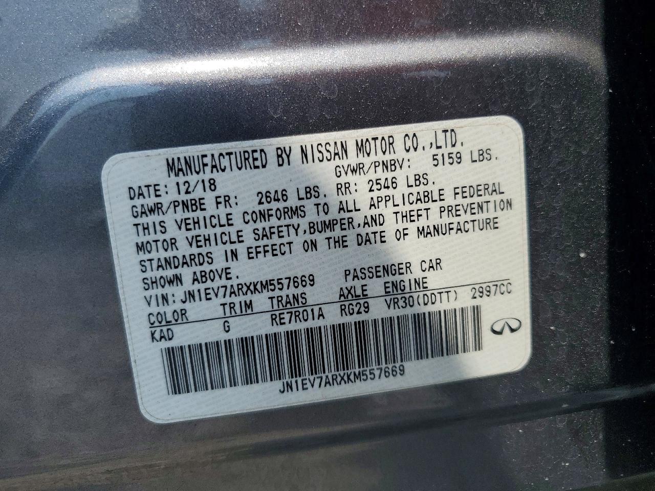 2019 Infiniti Q50 3.0t Sport Silver vin: JN1EV7ARXKM557669