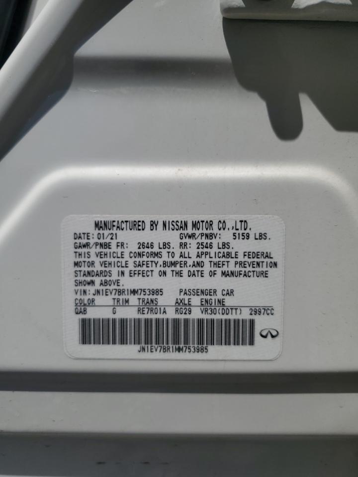 2021 Infiniti Q50 Luxe White vin: JN1EV7BR1MM753985