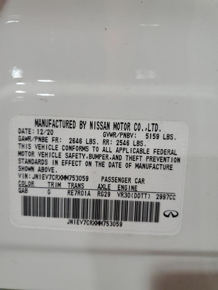 2021 Infiniti Q50 Sensory   White vin: JN1EV7CRXMM753059