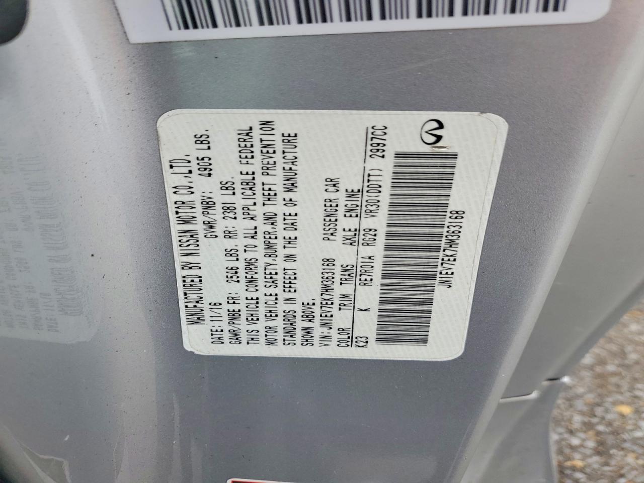 2017 Infiniti Q60 3.0t Premium Silver vin: JN1EV7EK7HM363168
