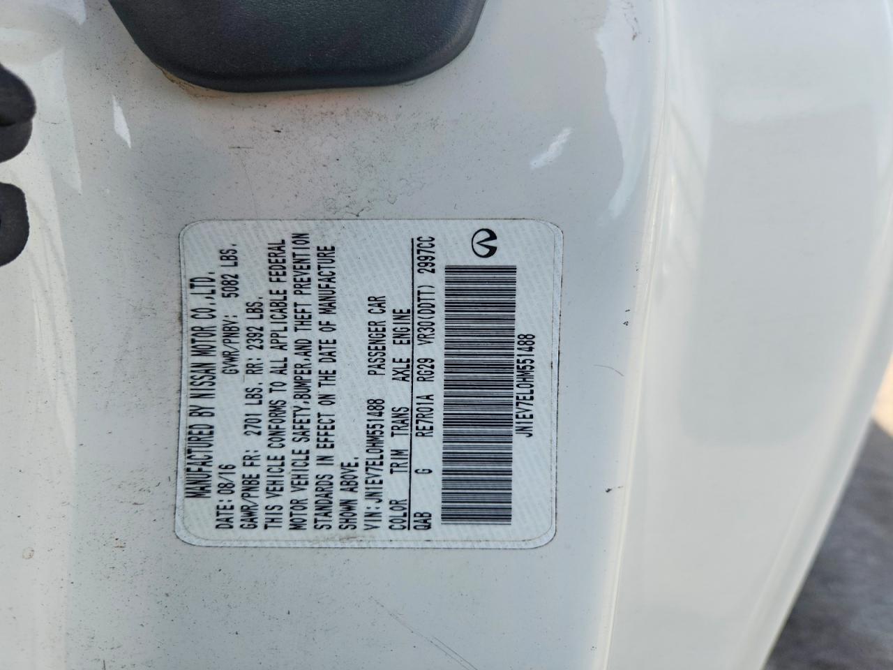 2017 Infiniti Q60 3.0t Premium White vin: JN1EV7EL0HM551488