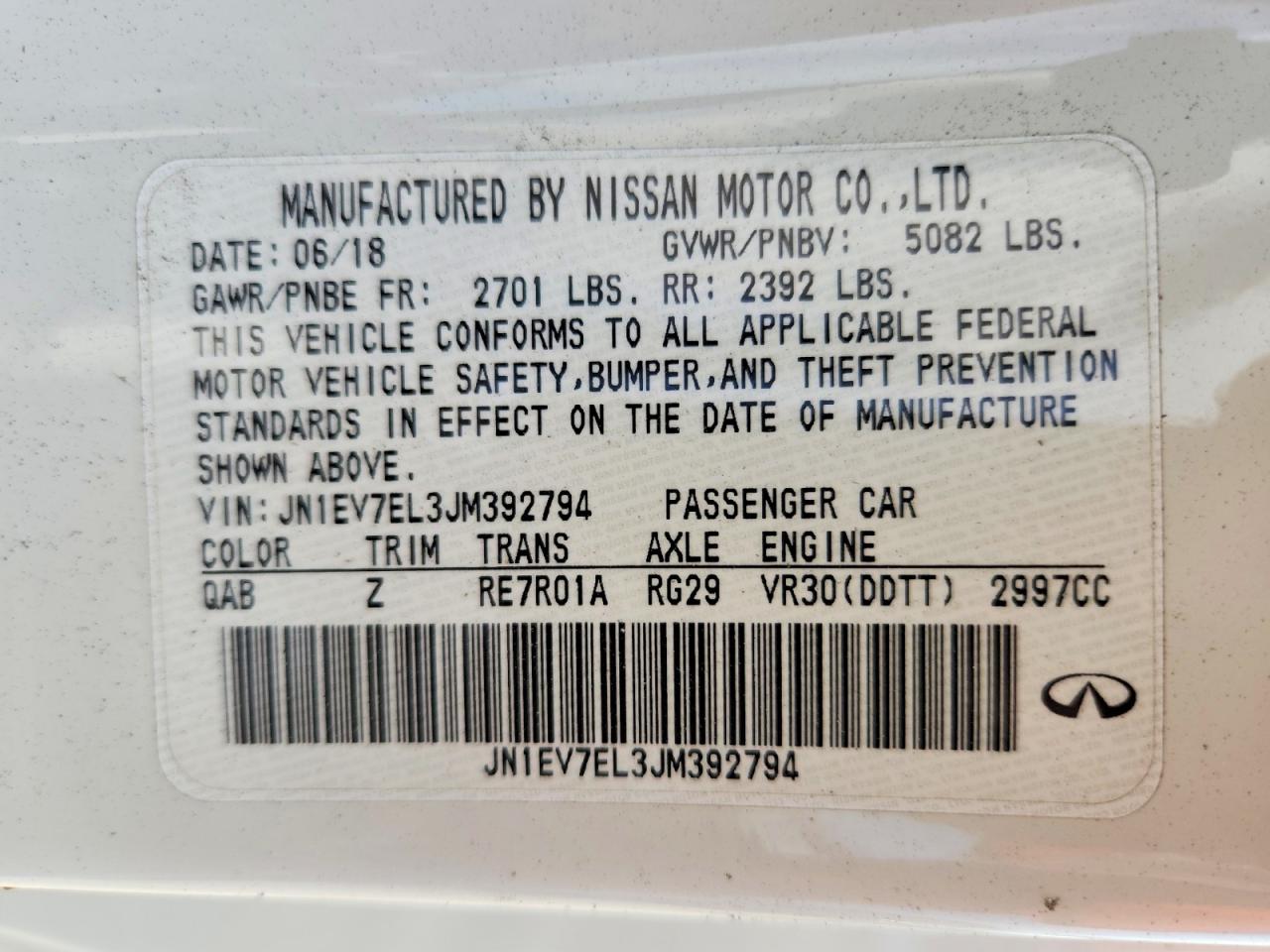 2018 Infiniti Q60 3.0t Sport White vin: JN1EV7EL3JM392794
