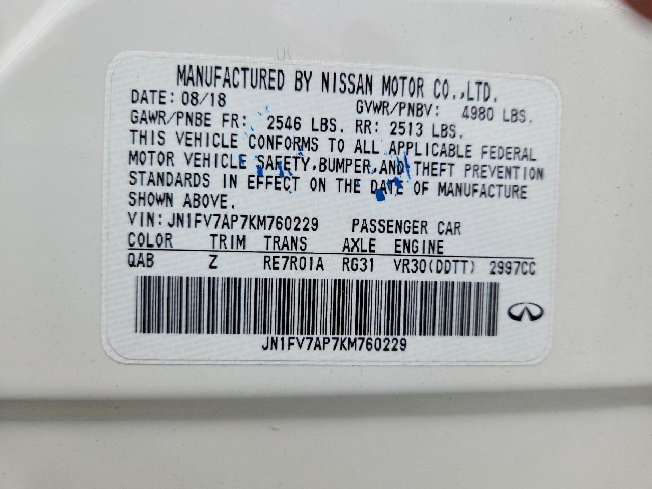 2019 Infiniti Q50 Red Sport 400 White vin: JN1FV7AP7KM760229