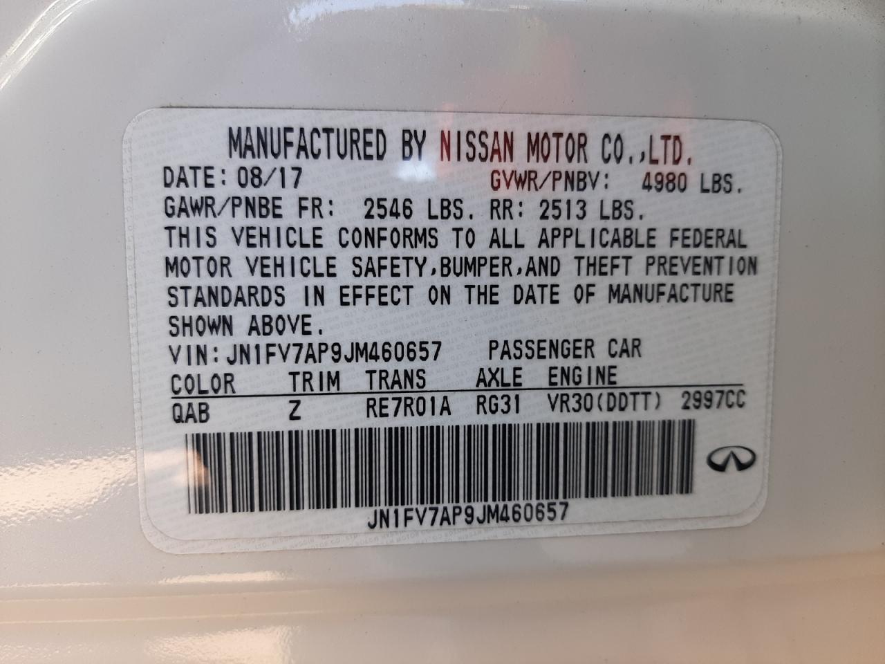 2018 Infiniti Q50 Red Sport 400 White vin: JN1FV7AP9JM460657