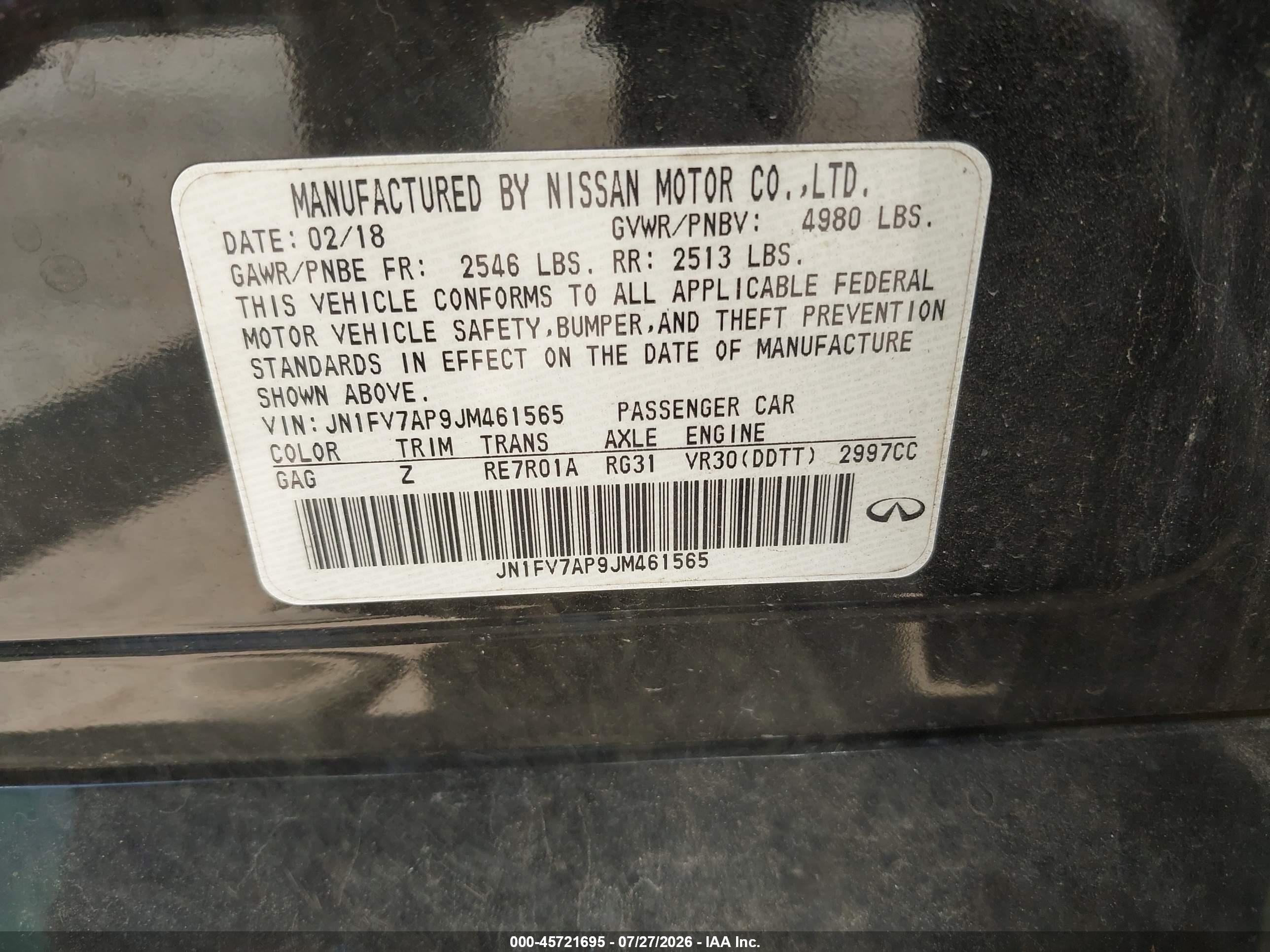2018 Infiniti Q50 3.0t Red Sport 400 Черный vin: JN1FV7AP9JM461565