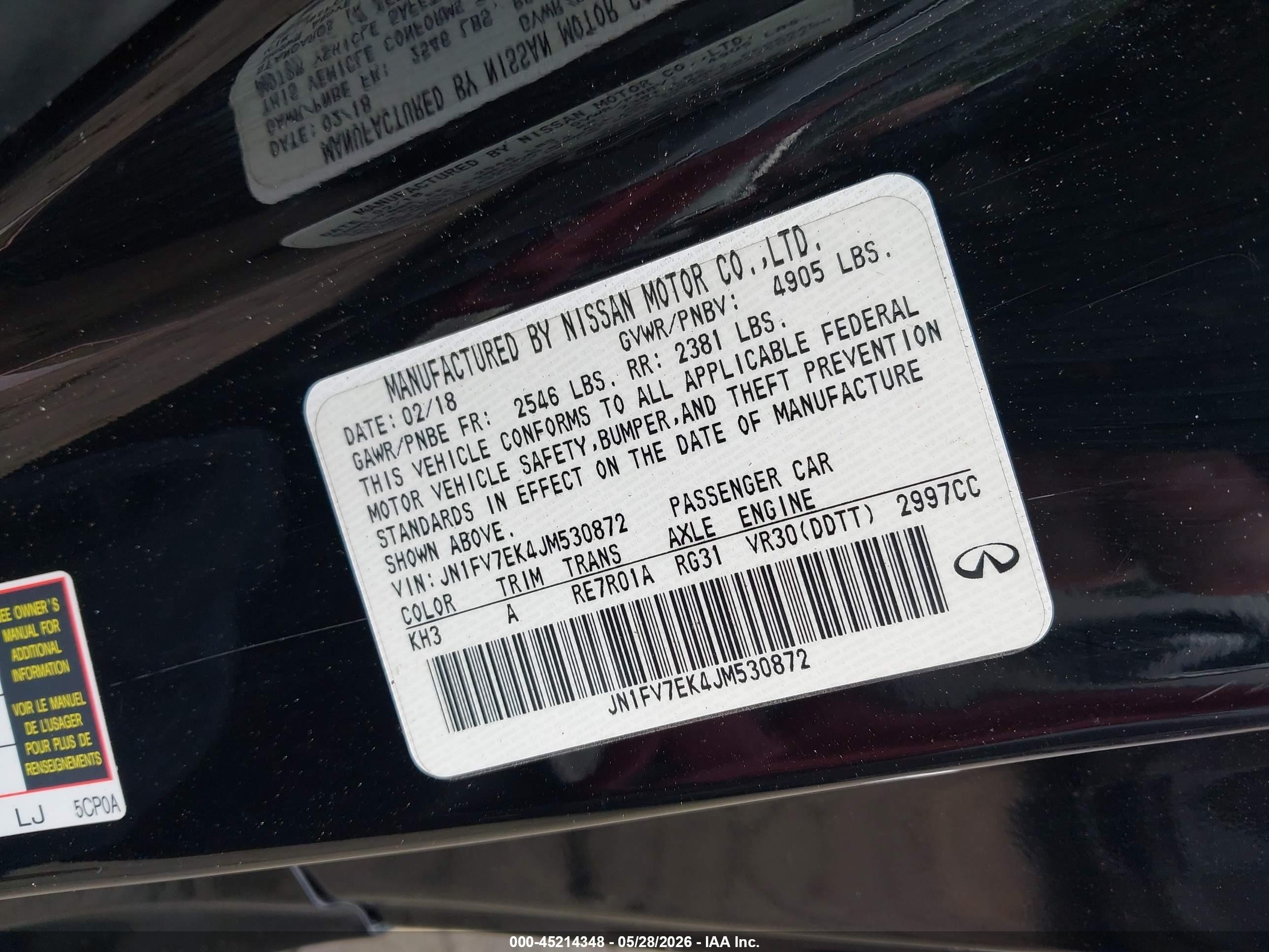 2018 Infiniti Q60 3.0t Red Sport 400 Black vin: JN1FV7EK4JM530872