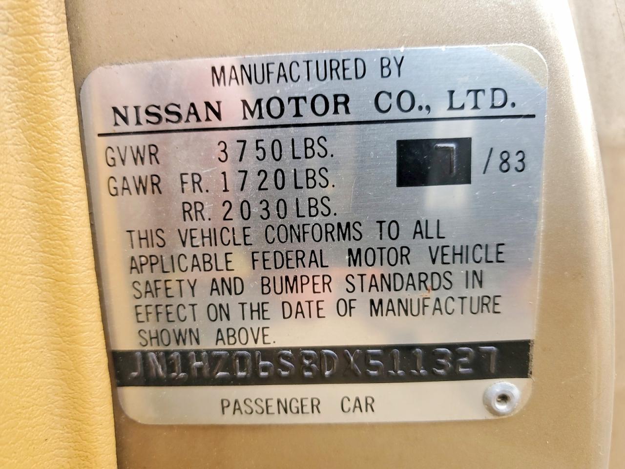 1983 Datsun 280zx 2+2 Gold vin: JN1HZ06S8DX511327