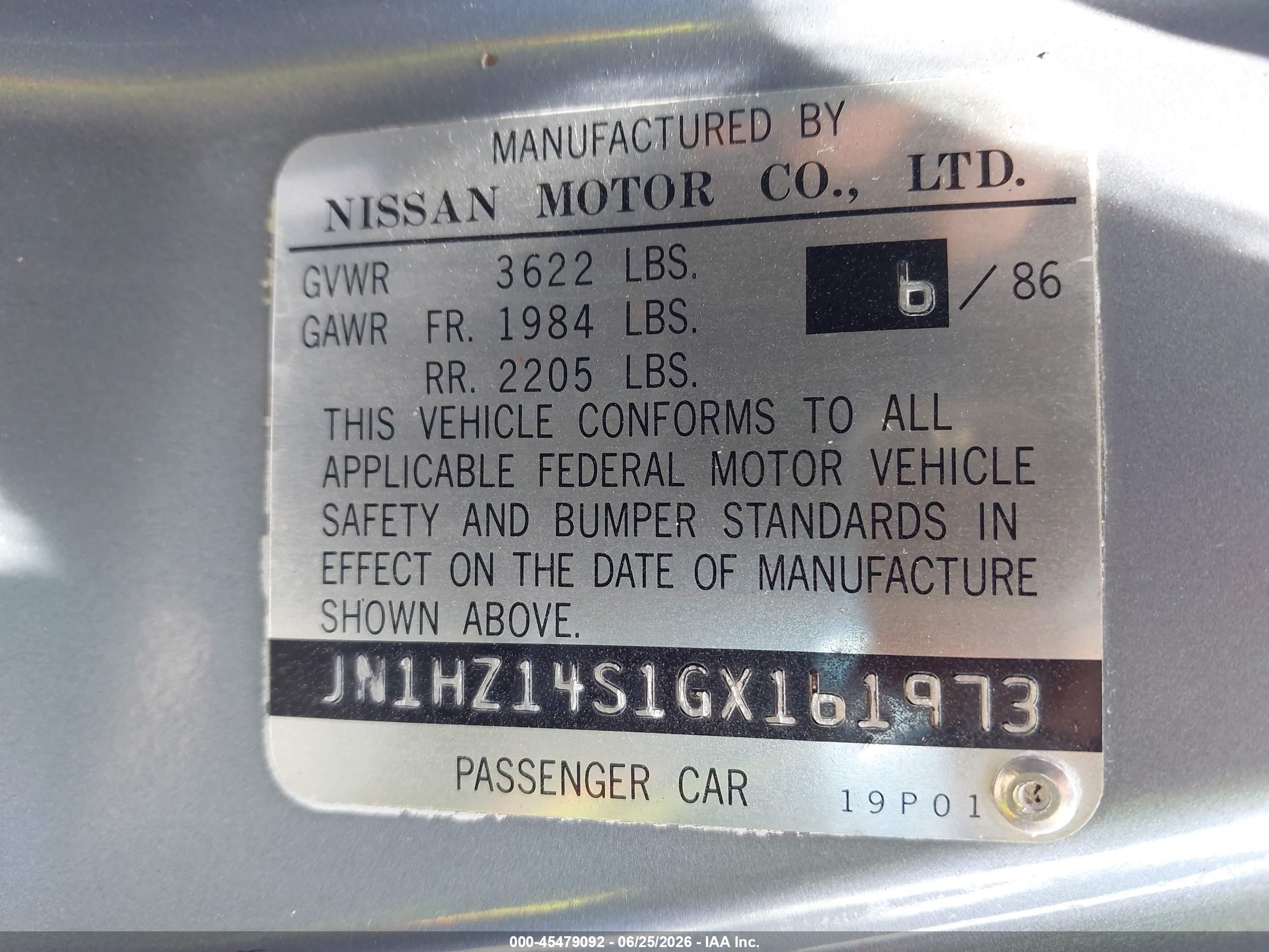 1986 Nissan 300zx   Синий vin: JN1HZ14S1GX161973