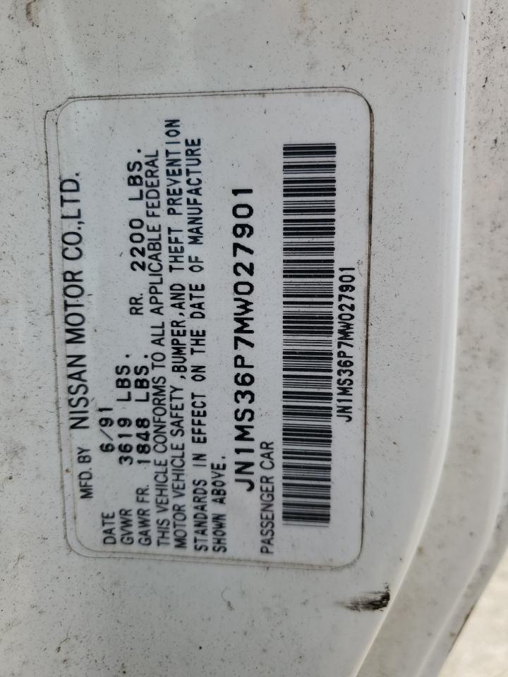 1991 Nissan 240sx Base White vin: JN1MS36P7MW027901