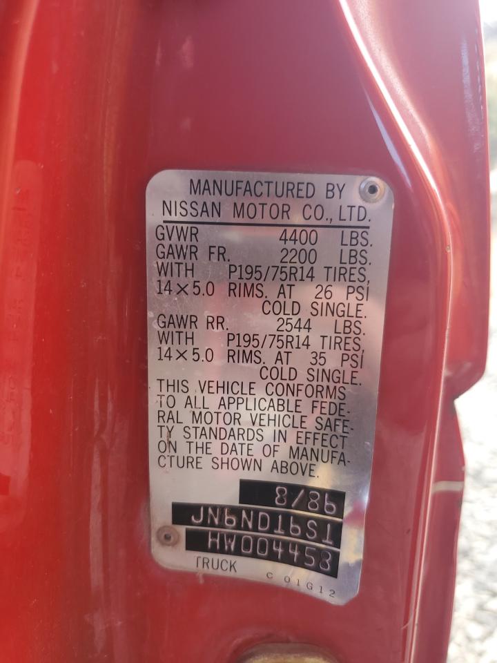 1987 Nissan D21 King Cab   Red vin: JN6ND16S1HW004458
