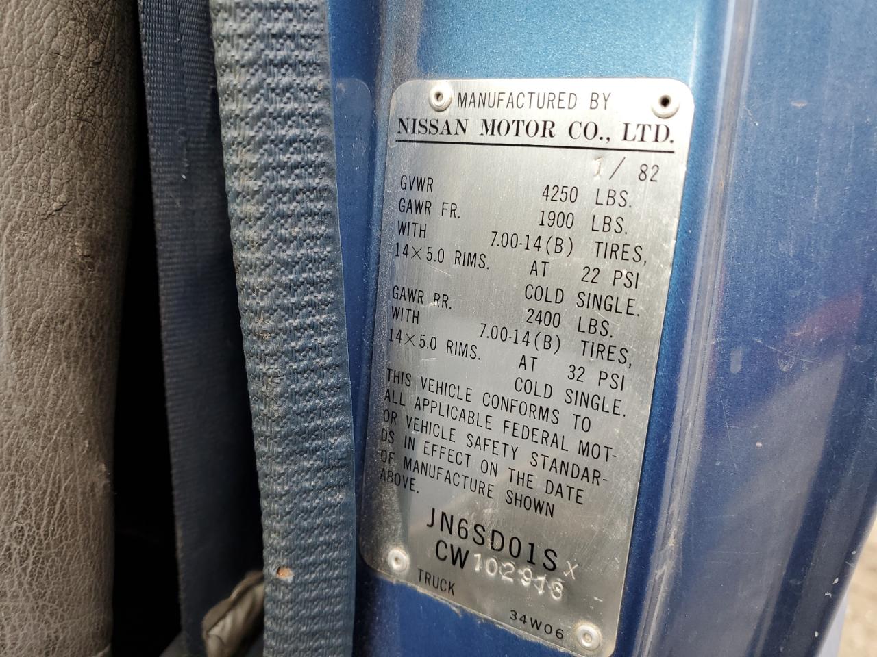 1982 Datsun 720 Standard Bed Blue vin: JN6SD01SXCW102918
