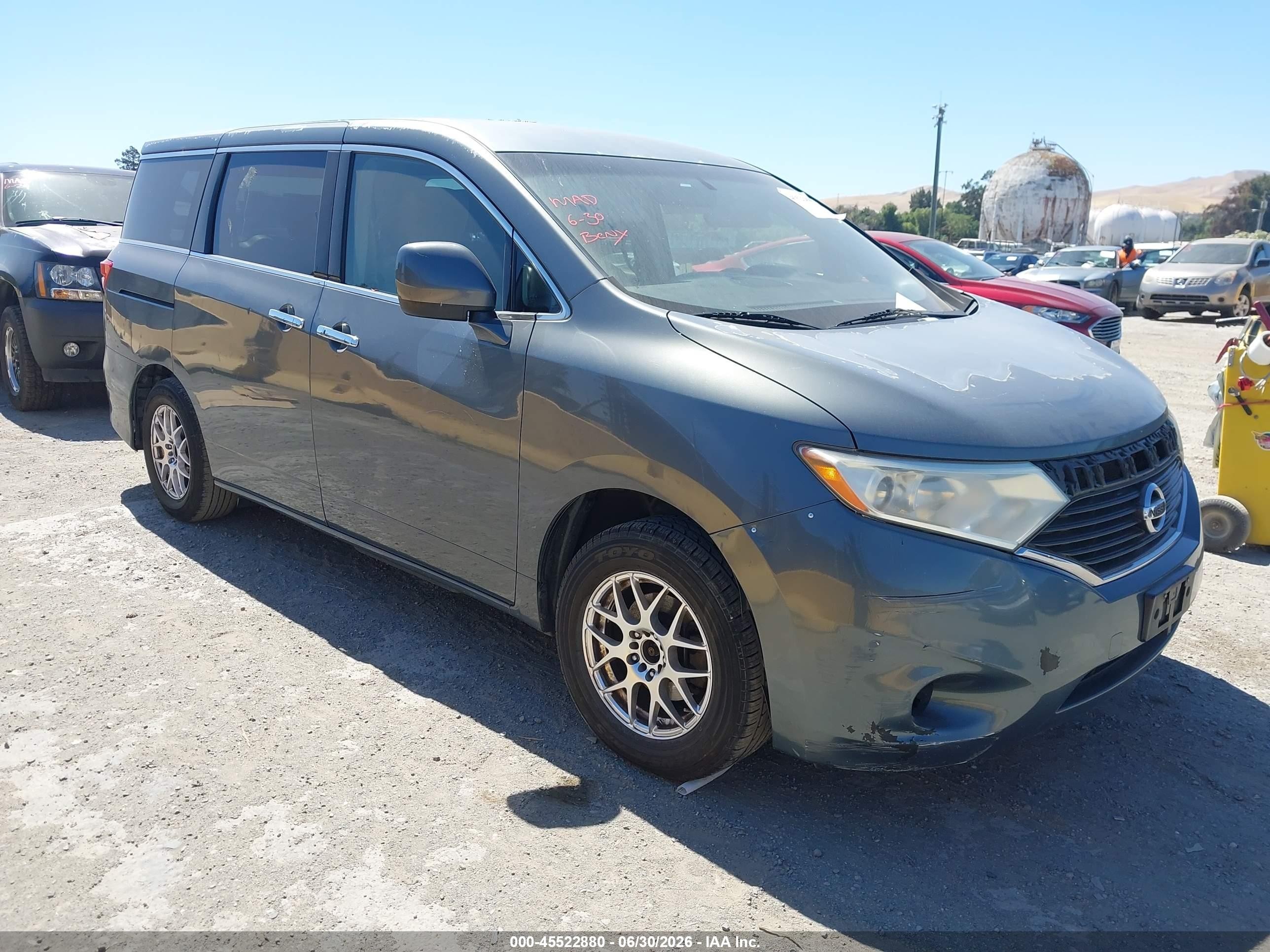 2012 Nissan Quest S Gray vin: JN8AE2KP0C9031751