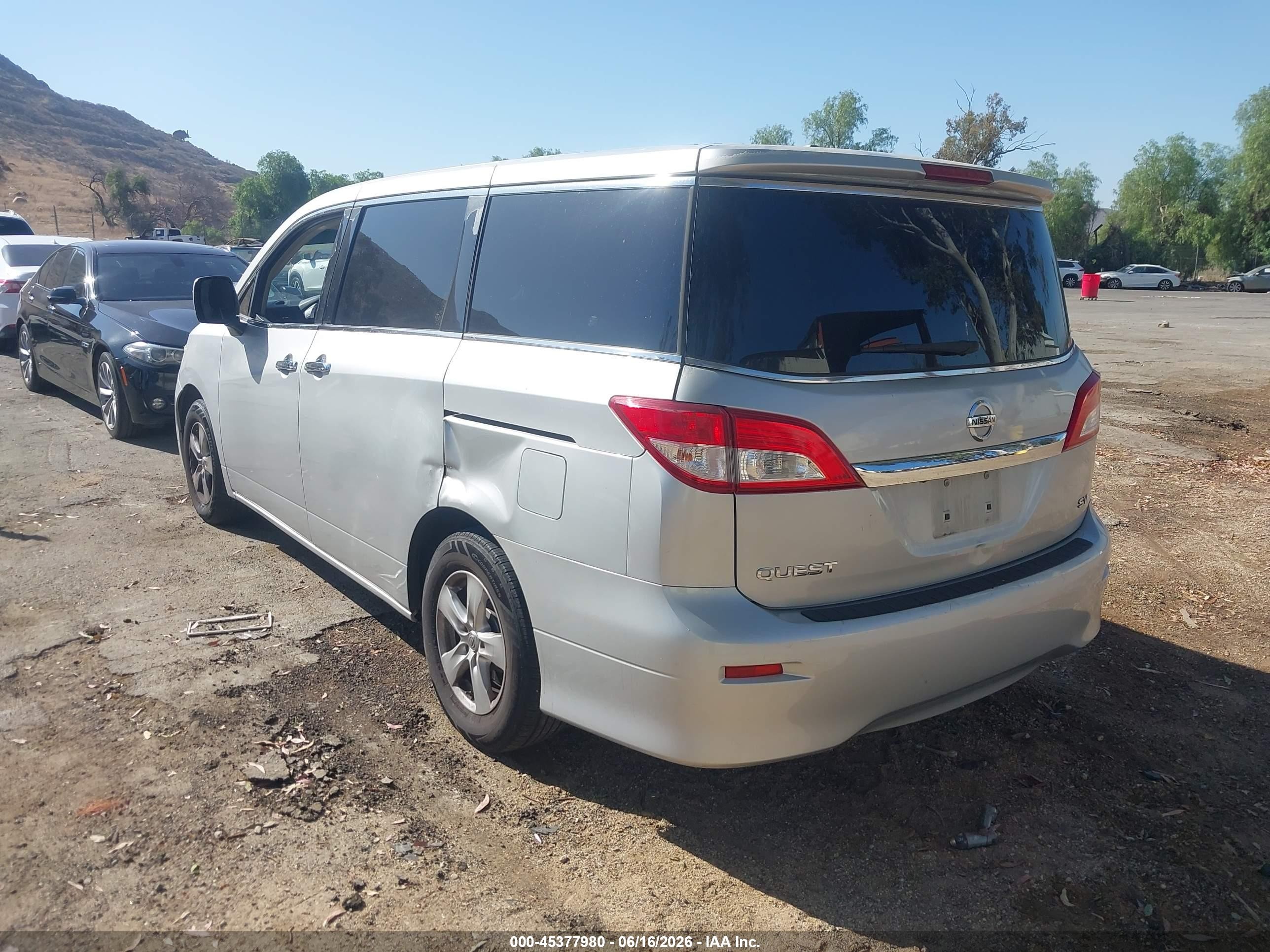2015 Nissan Quest Platinum/s/sl/sv Silver vin: JN8AE2KP0F9127349