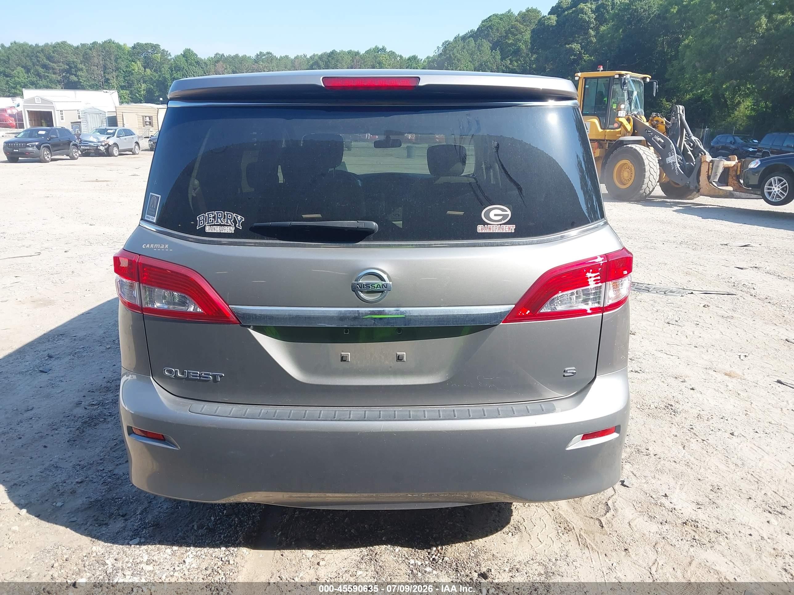 2012 Nissan Quest S Gray vin: JN8AE2KP1C9036201