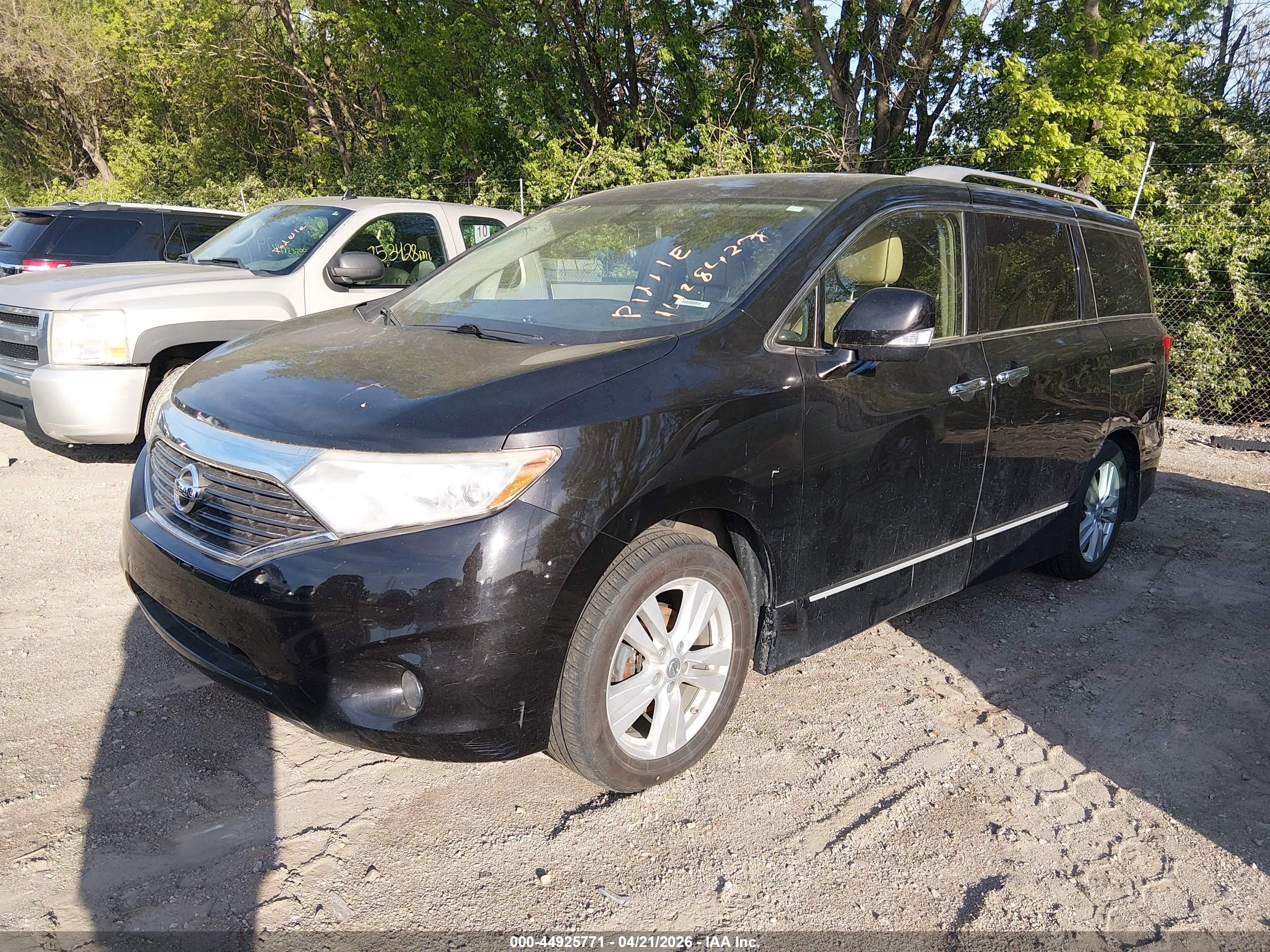 2012 Nissan Quest Sl Black vin: JN8AE2KP1C9043262