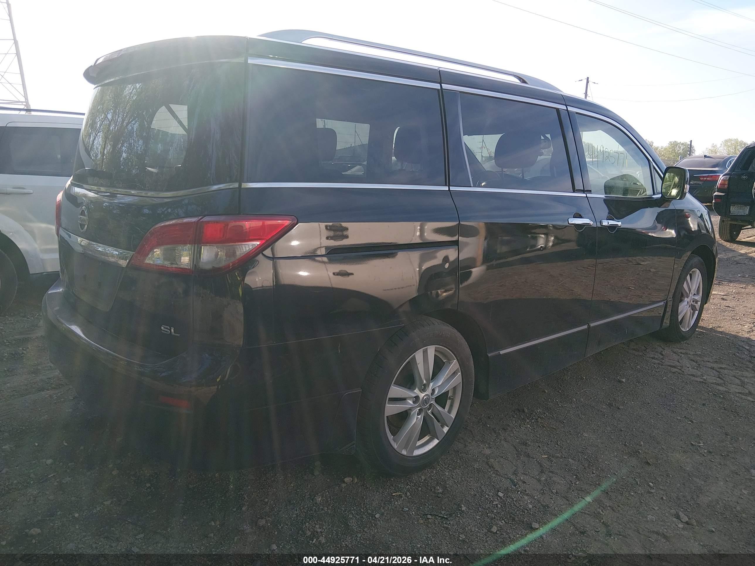 2012 Nissan Quest Sl Black vin: JN8AE2KP1C9043262