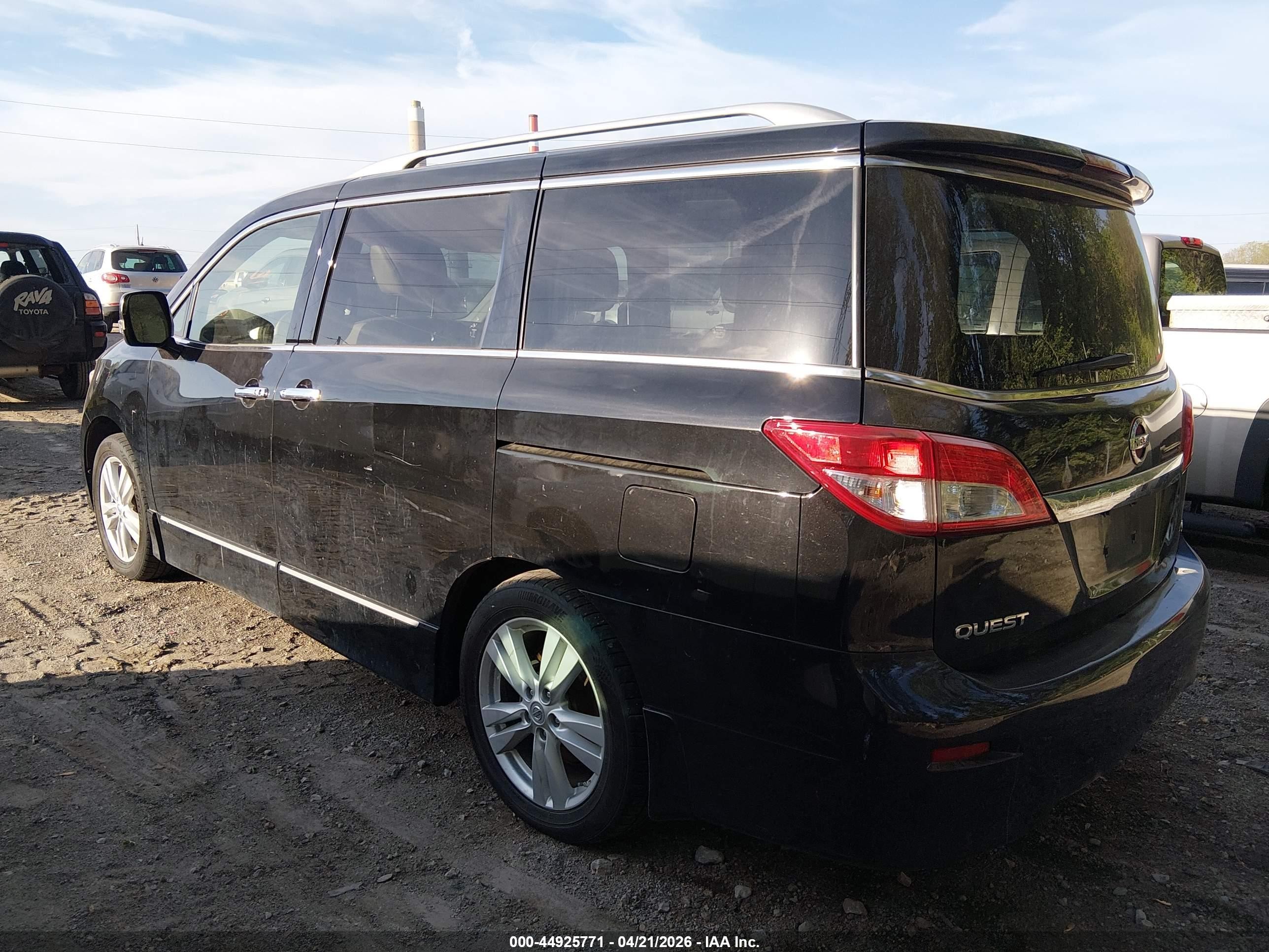 2012 Nissan Quest Sl Black vin: JN8AE2KP1C9043262