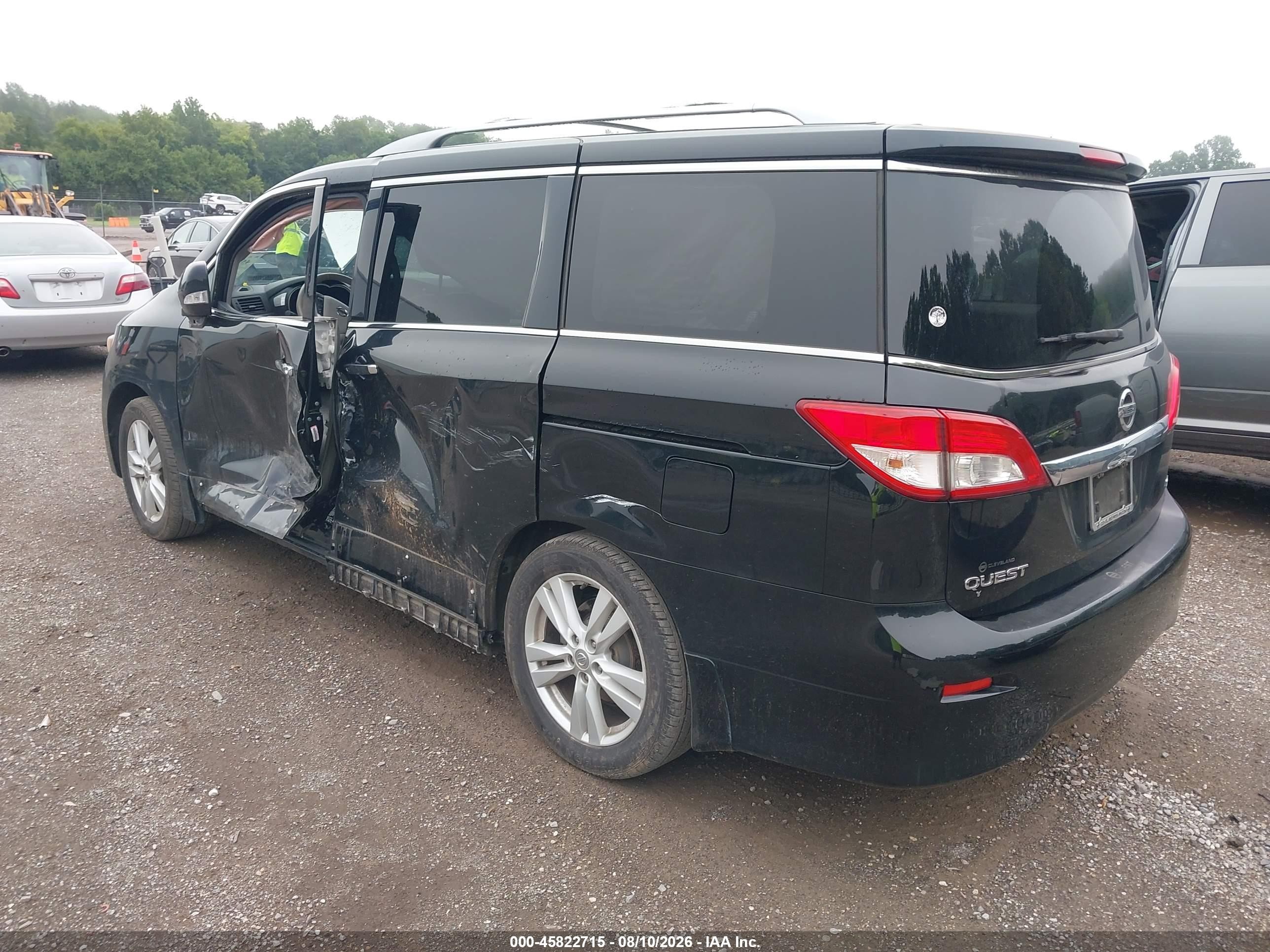 2013 Nissan Quest Sl Black vin: JN8AE2KP1D9065246