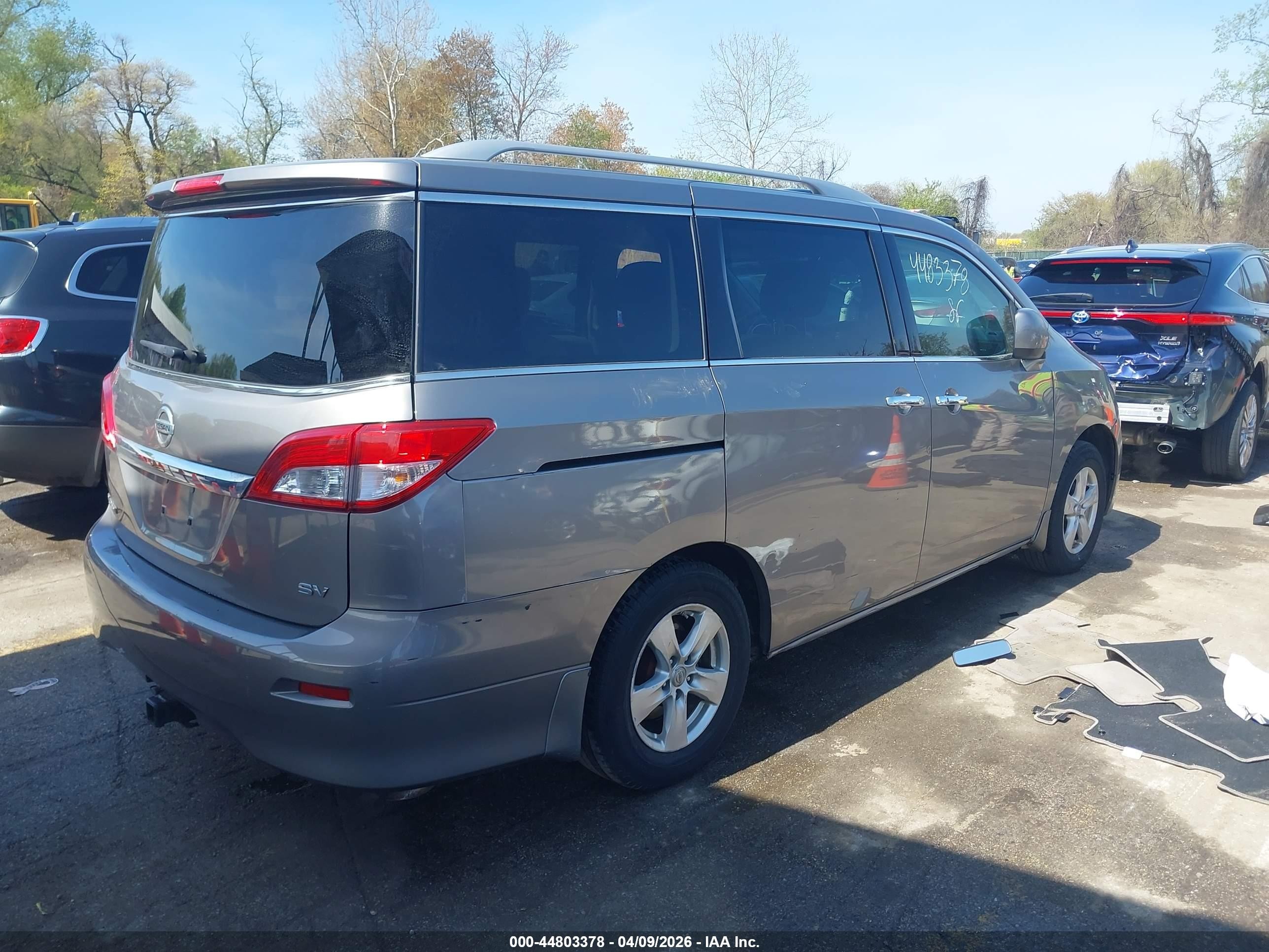 2013 Nissan Quest Sv Gray vin: JN8AE2KP1D9067322