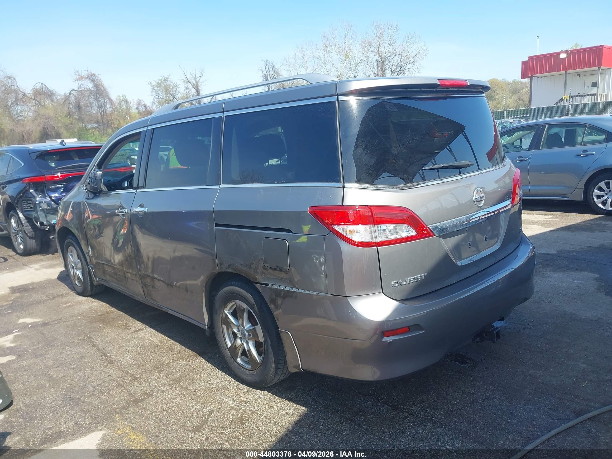 2013 Nissan Quest Sv Gray vin: JN8AE2KP1D9067322
