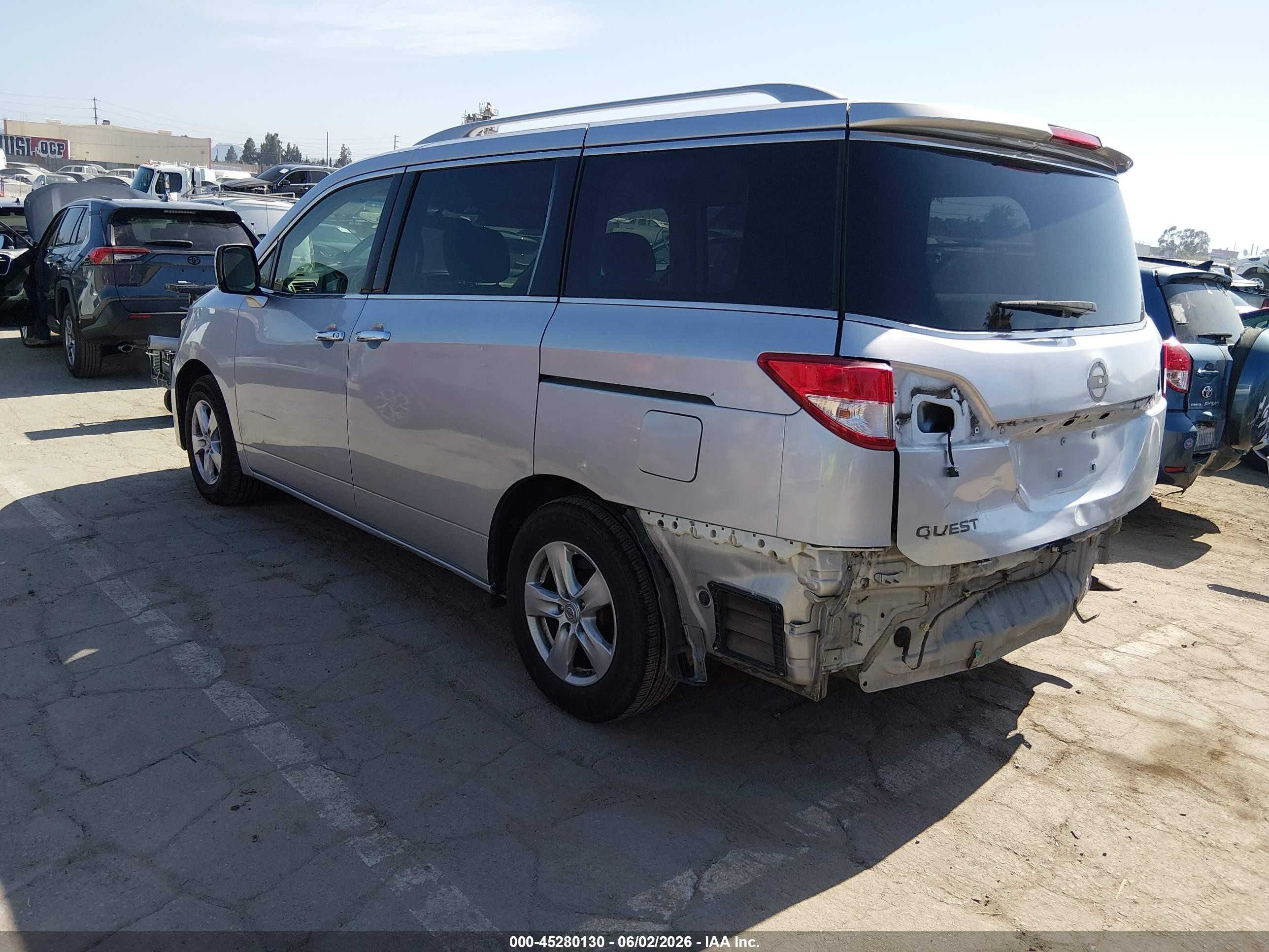 2013 Nissan Quest Sv Silver vin: JN8AE2KP1D9070656