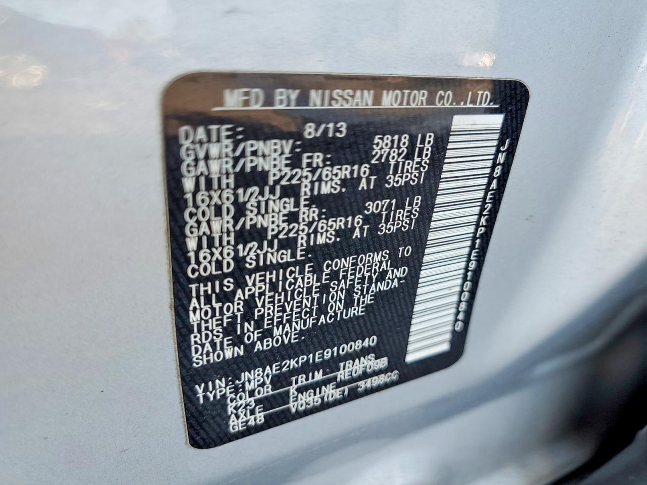 2014 Nissan Quest 3.5 S Silver vin: JN8AE2KP1E9100840