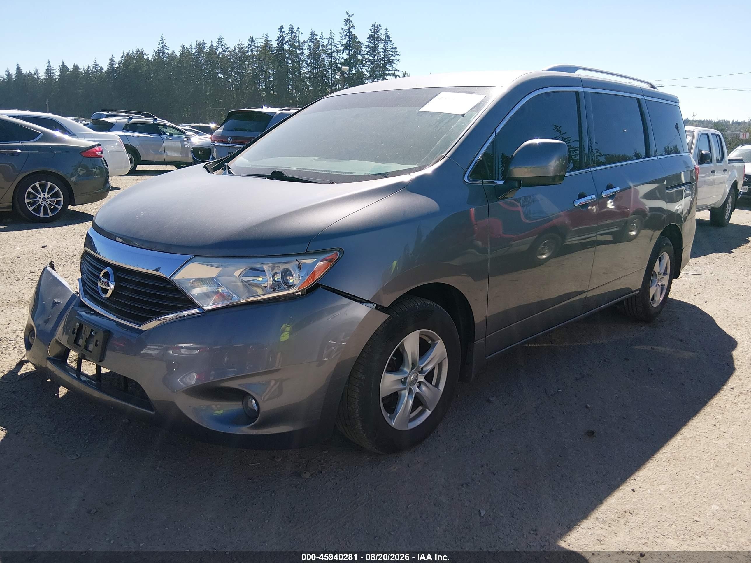 2015 Nissan Quest Sv Серый vin: JN8AE2KP1F9131037