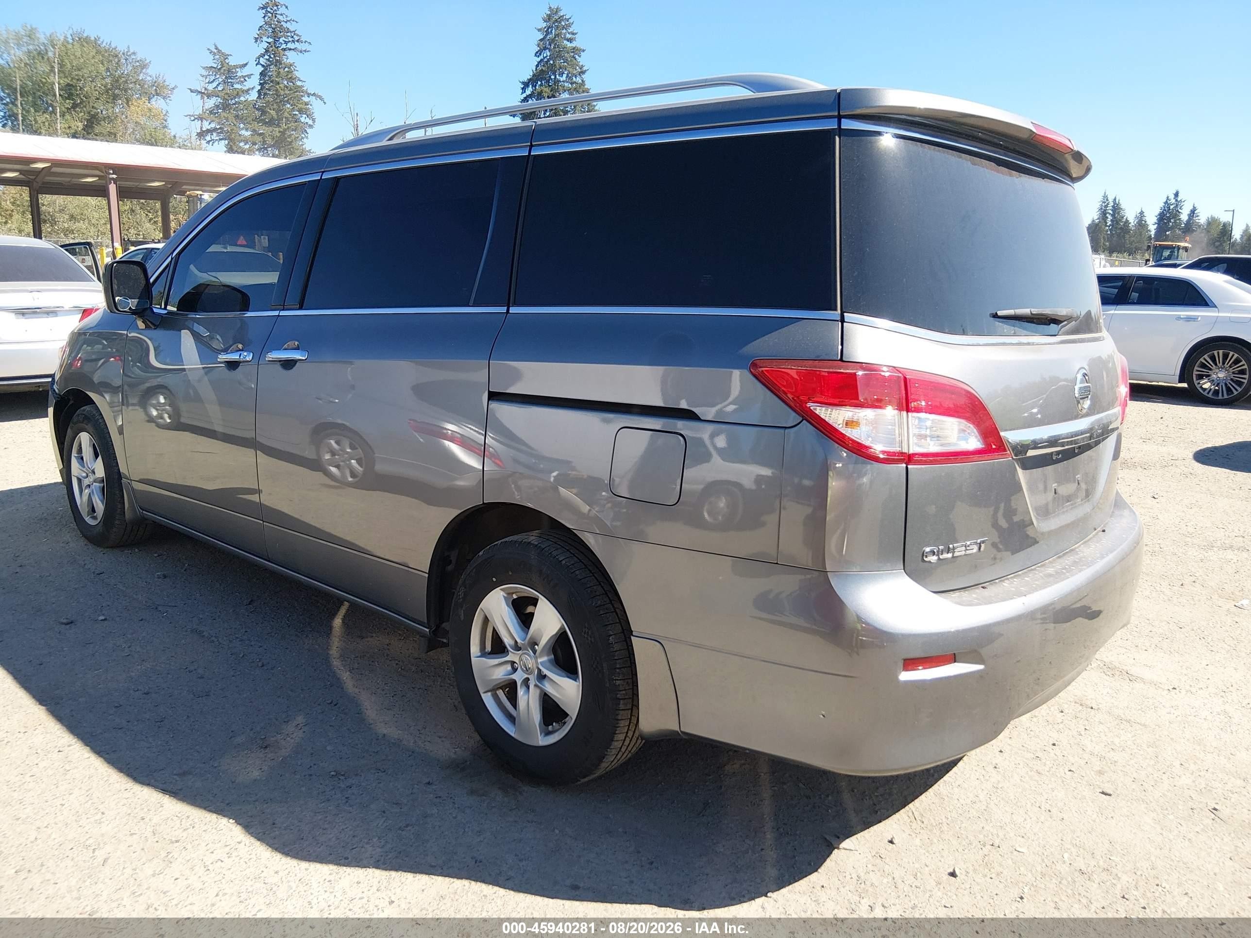 2015 Nissan Quest Sv Серый vin: JN8AE2KP1F9131037
