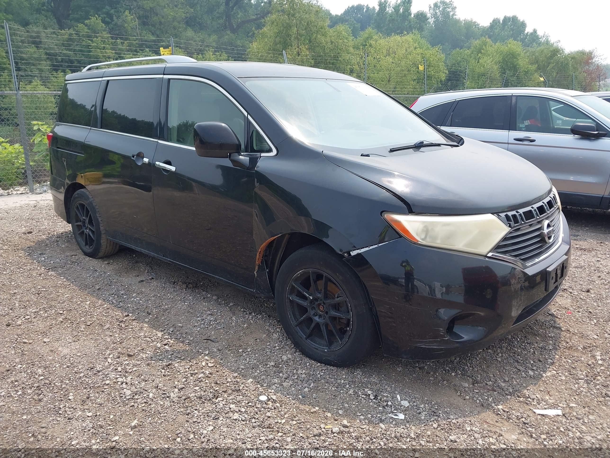 2012 Nissan Quest S Black vin: JN8AE2KP2C9037602