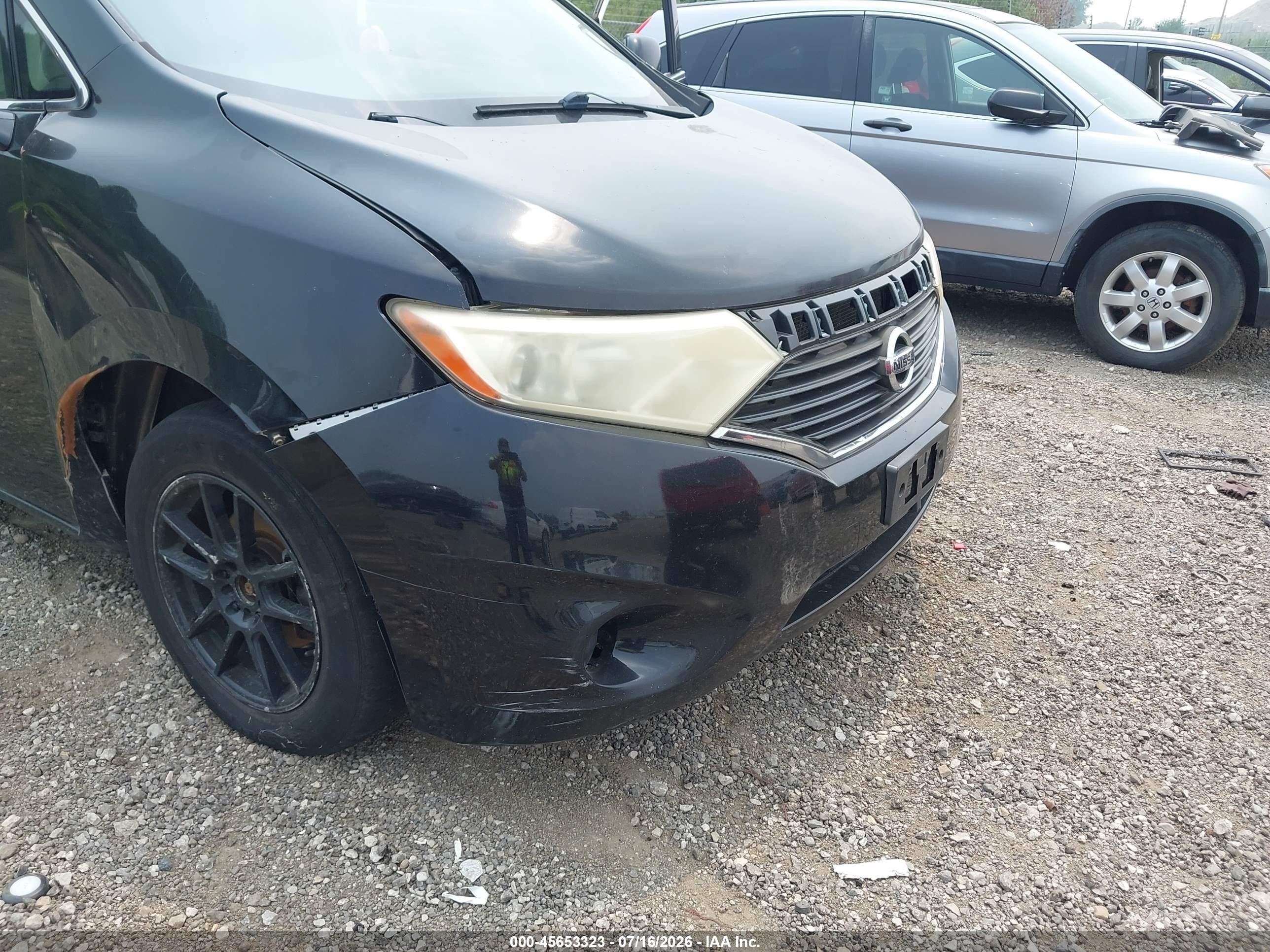 2012 Nissan Quest S Black vin: JN8AE2KP2C9037602