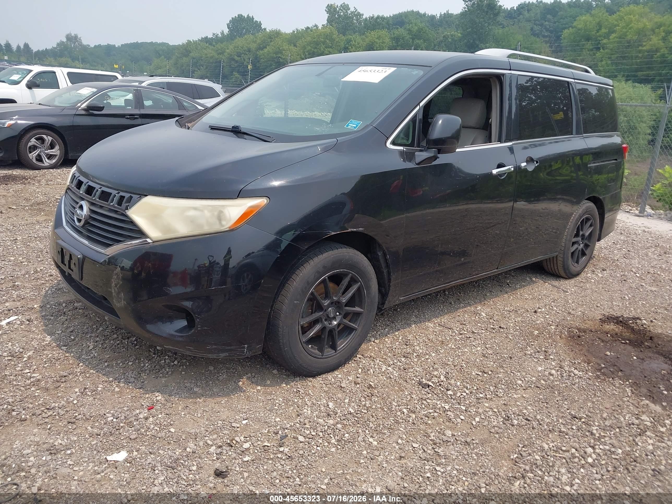 2012 Nissan Quest S Black vin: JN8AE2KP2C9037602