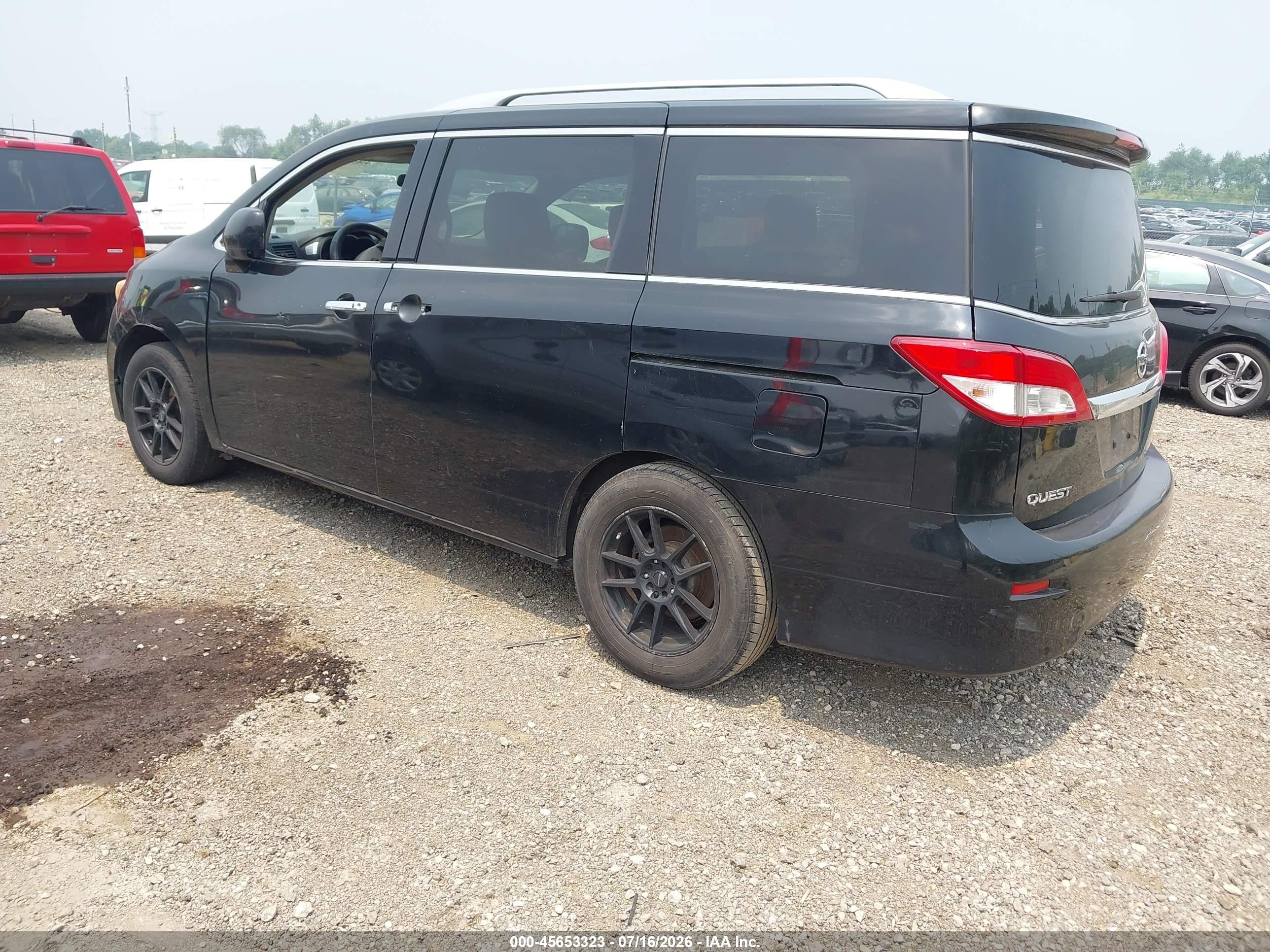2012 Nissan Quest S Black vin: JN8AE2KP2C9037602