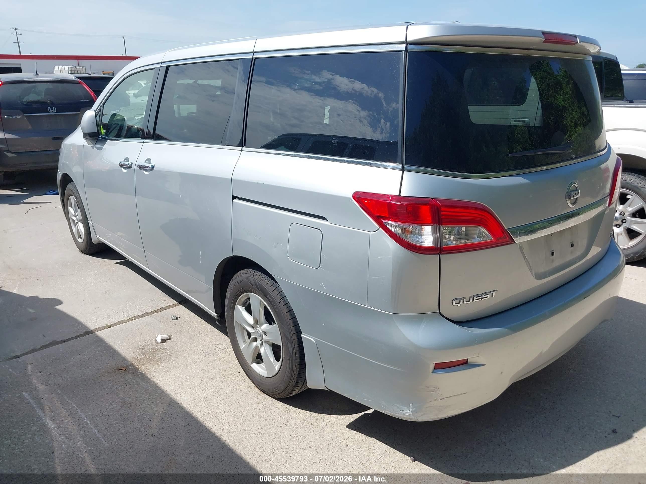2012 Nissan Quest Sv Silver vin: JN8AE2KP2C9047594