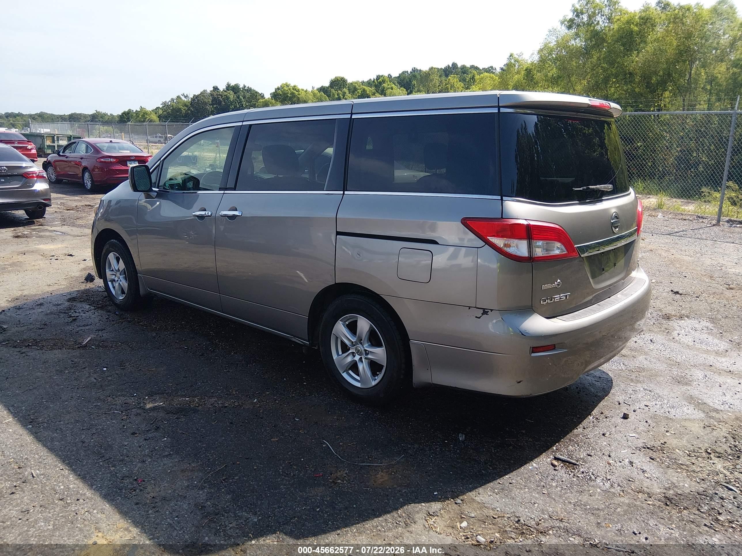 2013 Nissan Quest Sv Gray vin: JN8AE2KP2D9063182