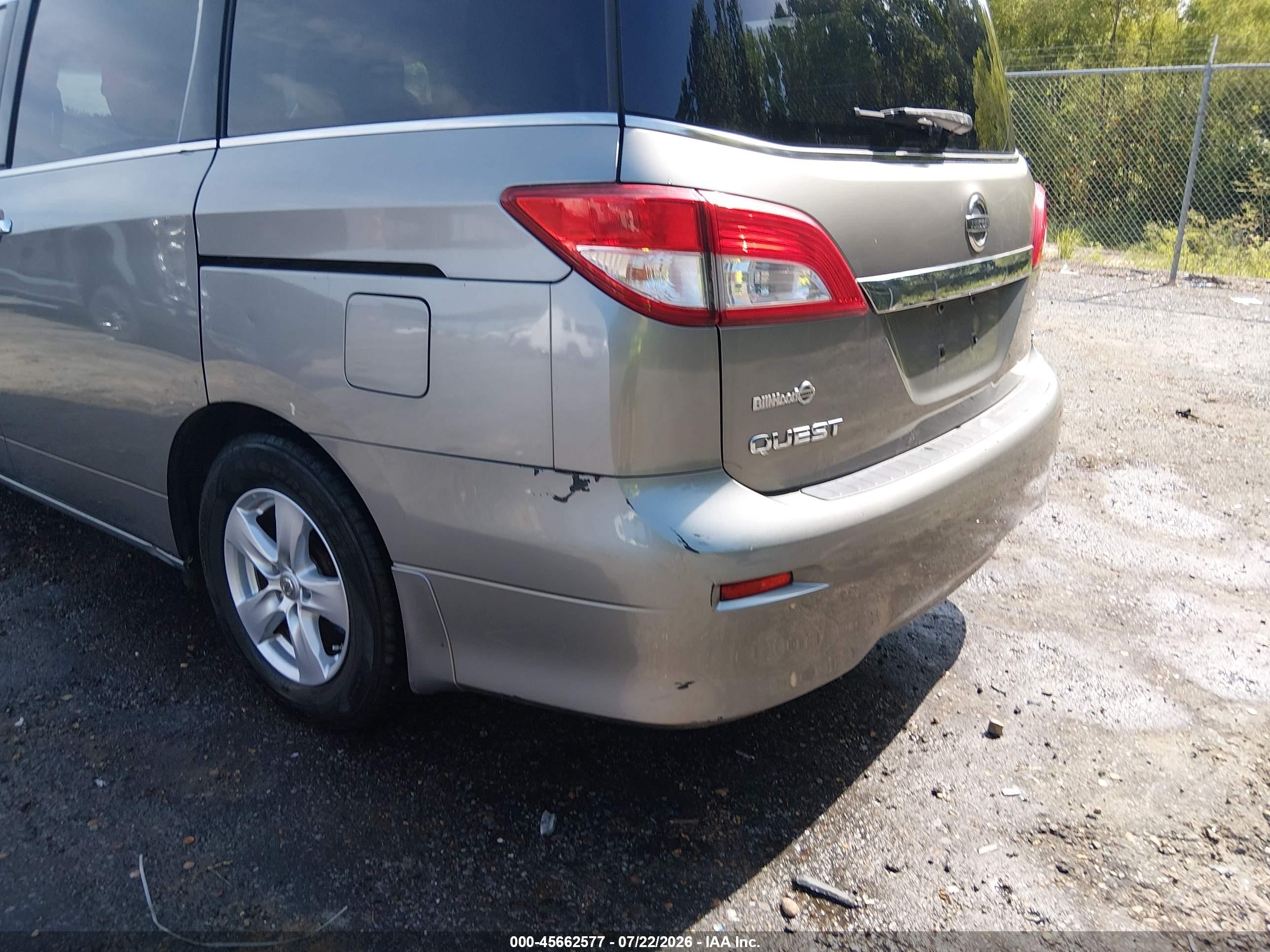2013 Nissan Quest Sv Gray vin: JN8AE2KP2D9063182