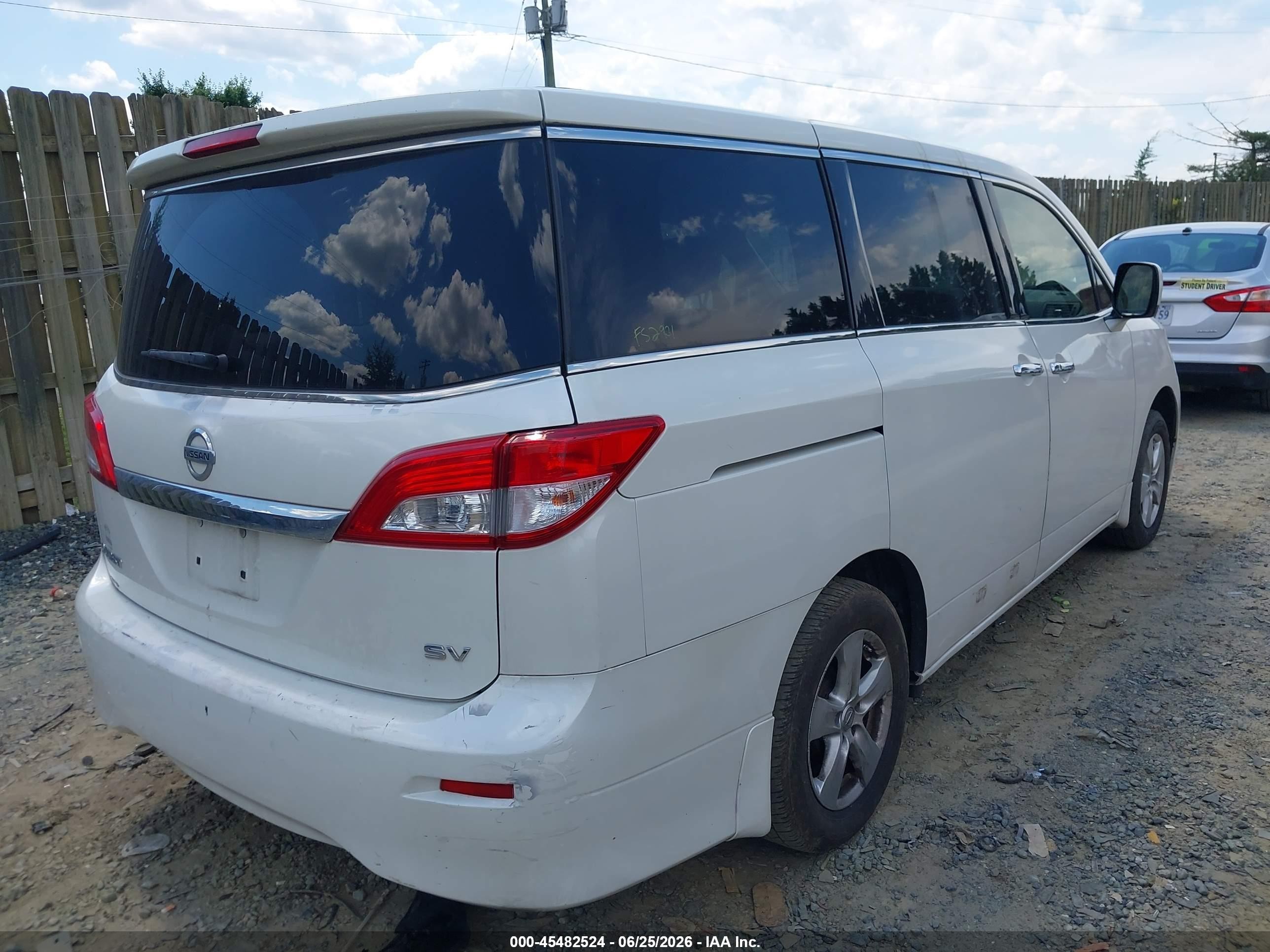 2012 Nissan Quest Sv Белый vin: JN8AE2KP3C9050939