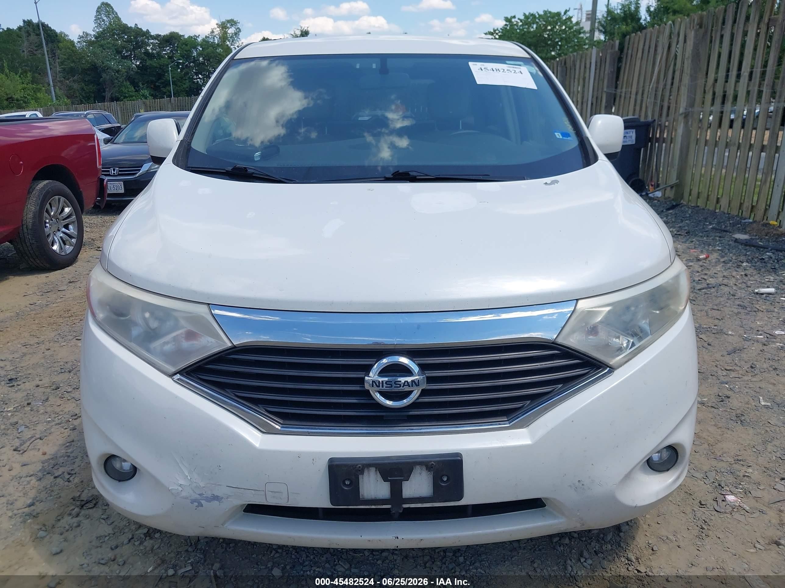 2012 Nissan Quest Sv Белый vin: JN8AE2KP3C9050939