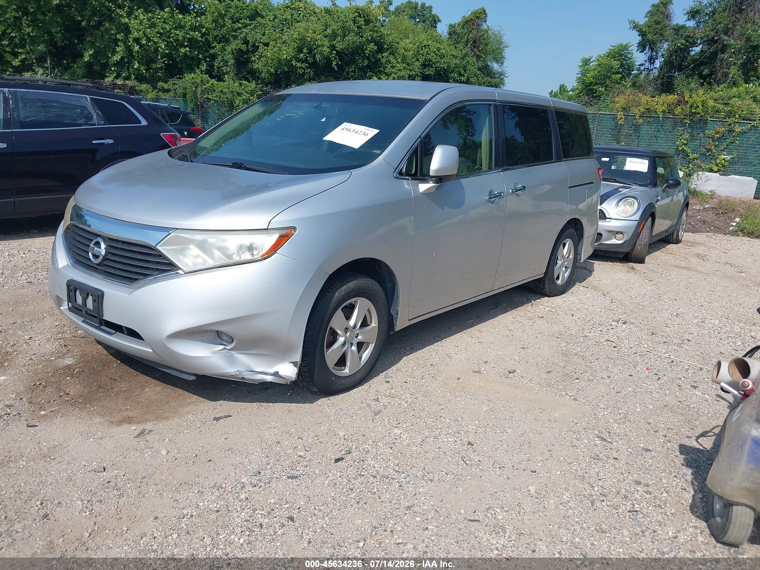 2013 Nissan Quest Sv Silver vin: JN8AE2KP3D9062185