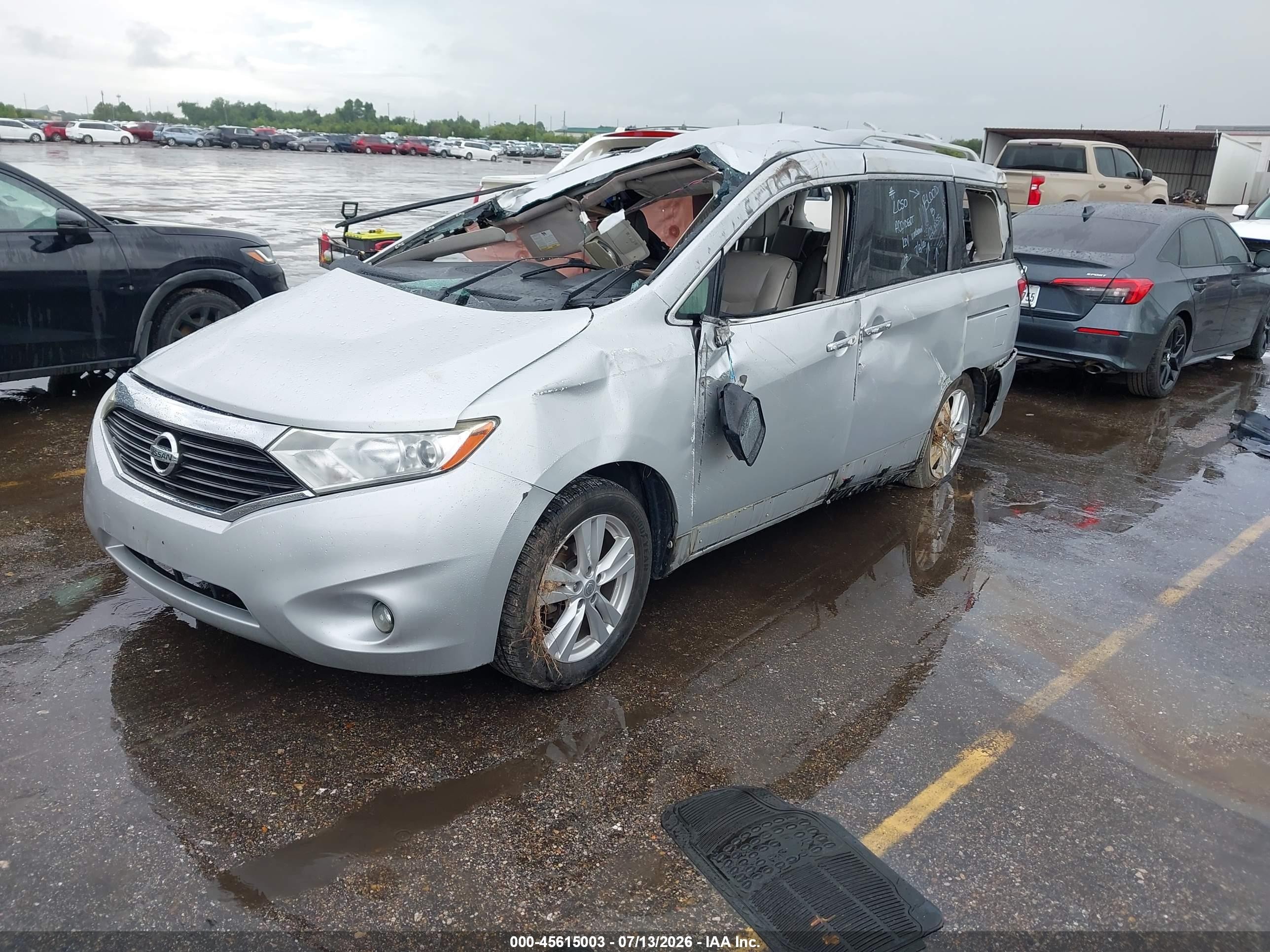 2014 Nissan Quest Sl Silver vin: JN8AE2KP3E9107210