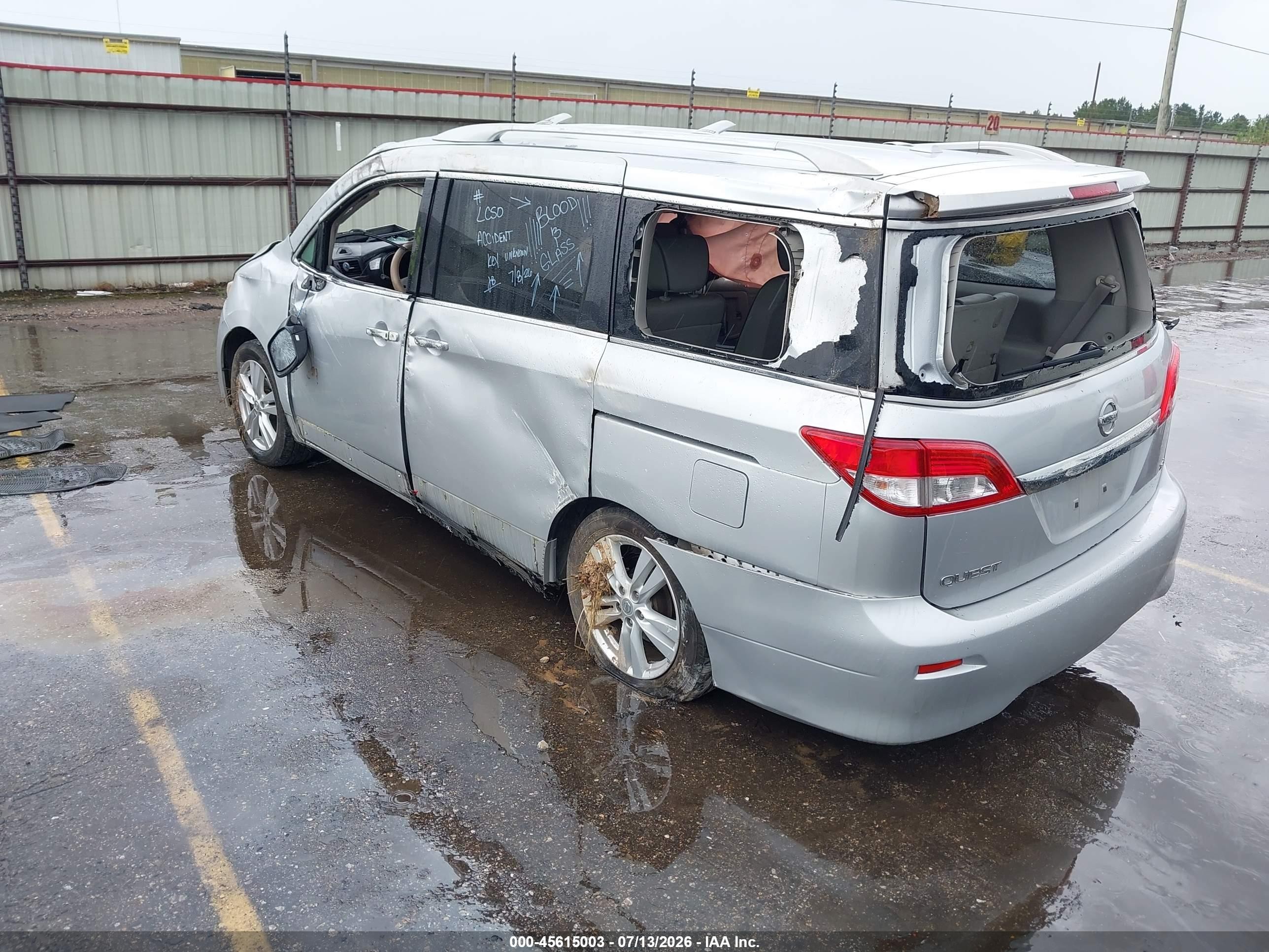 2014 Nissan Quest Sl Silver vin: JN8AE2KP3E9107210
