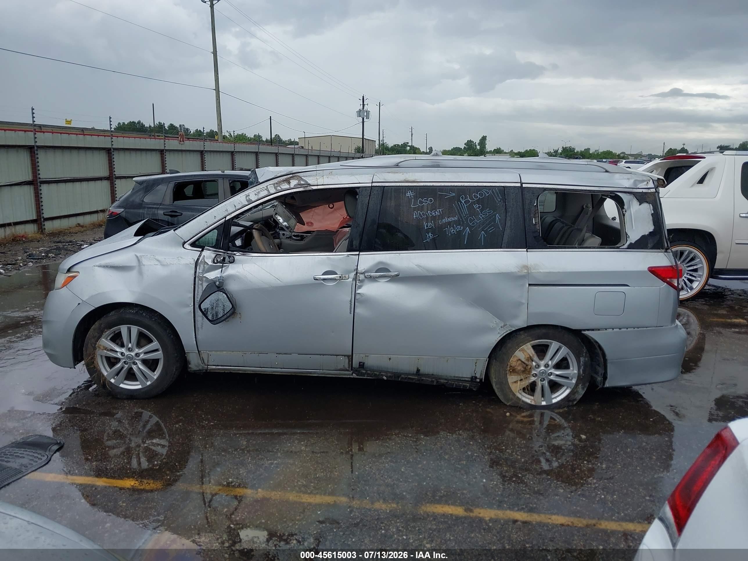 2014 Nissan Quest Sl Silver vin: JN8AE2KP3E9107210