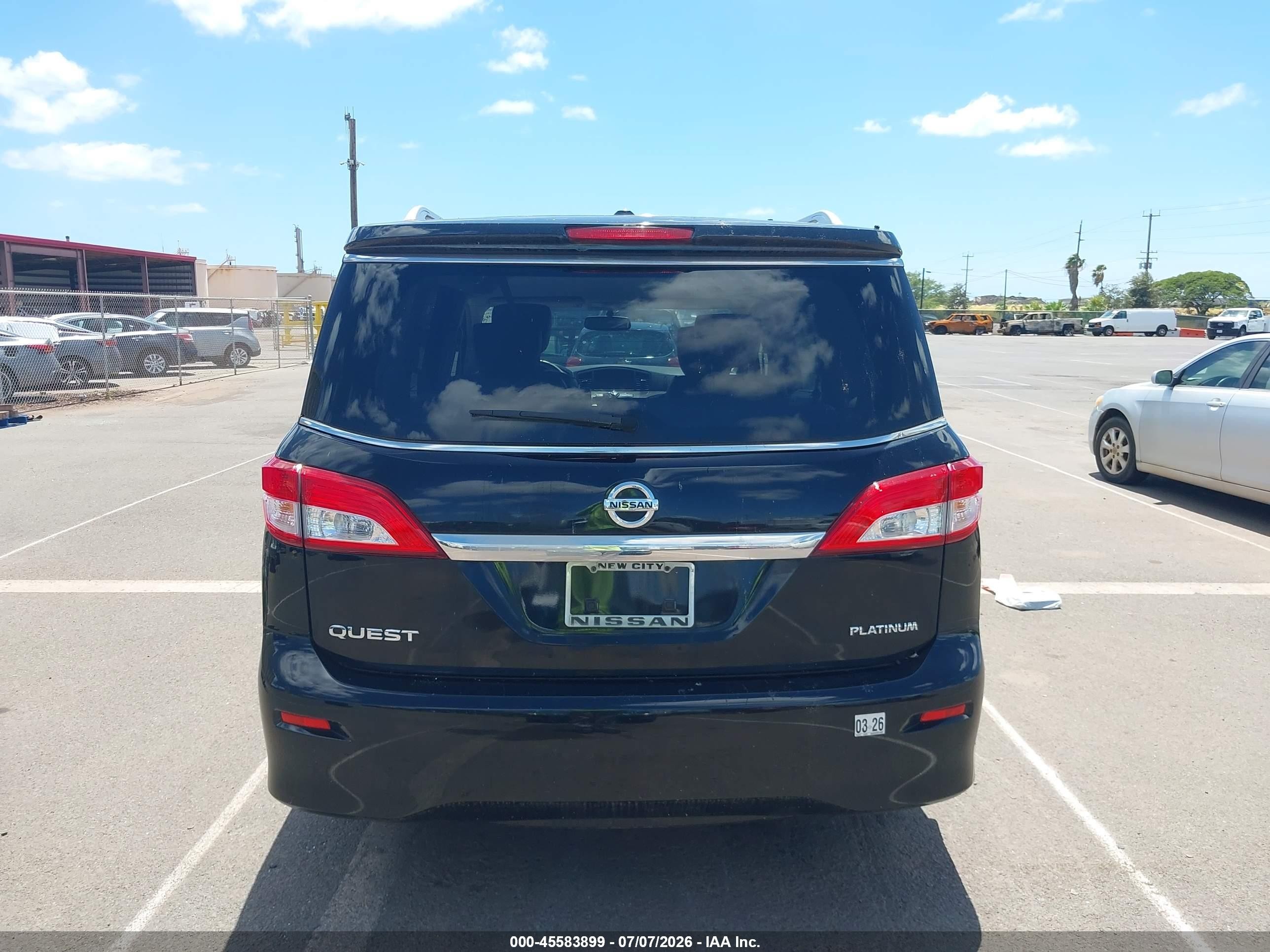 2015 Nissan Quest Platinum Black vin: JN8AE2KP3F9129824