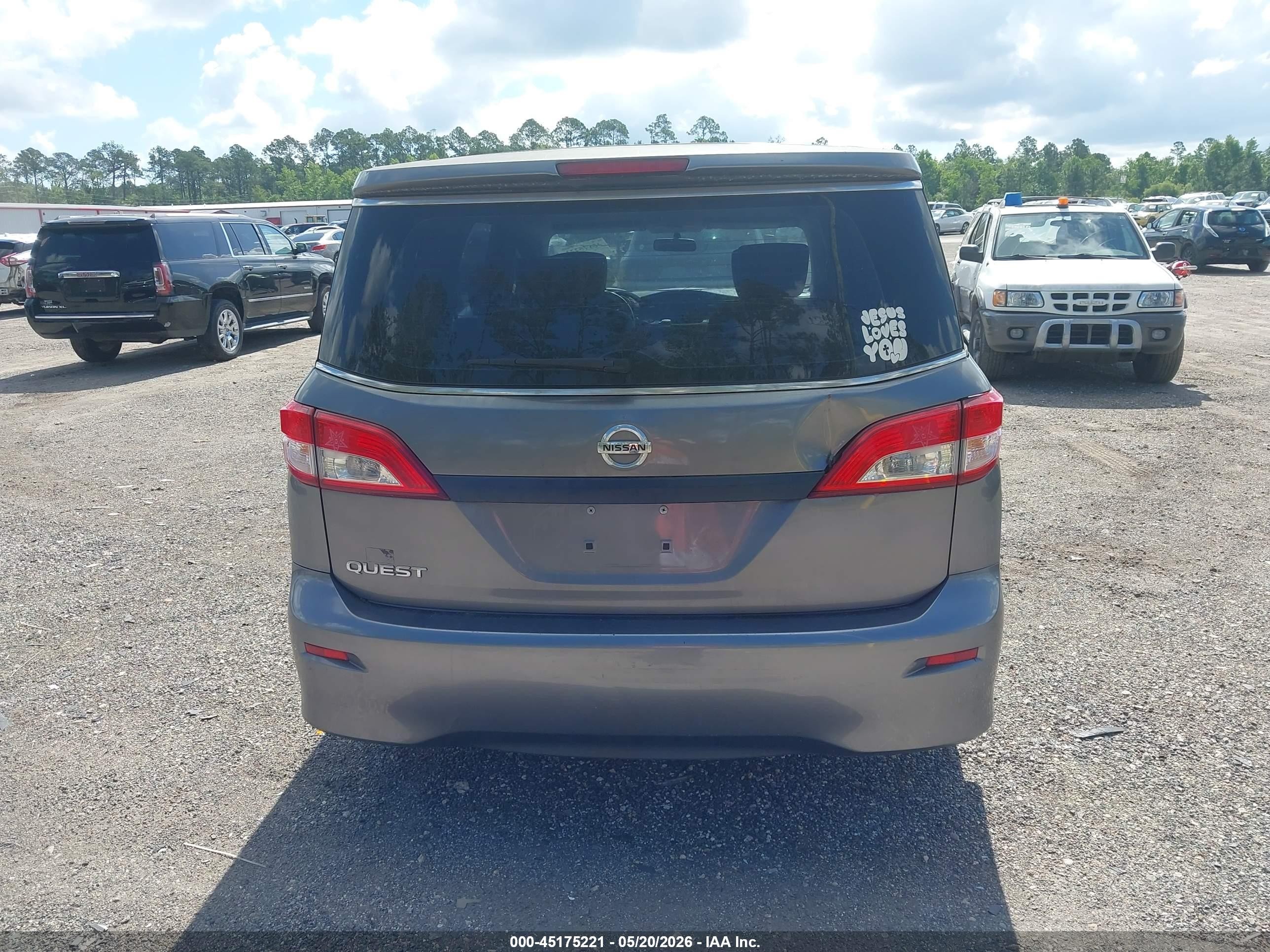 2015 Nissan Quest S Gray vin: JN8AE2KP3F9134084